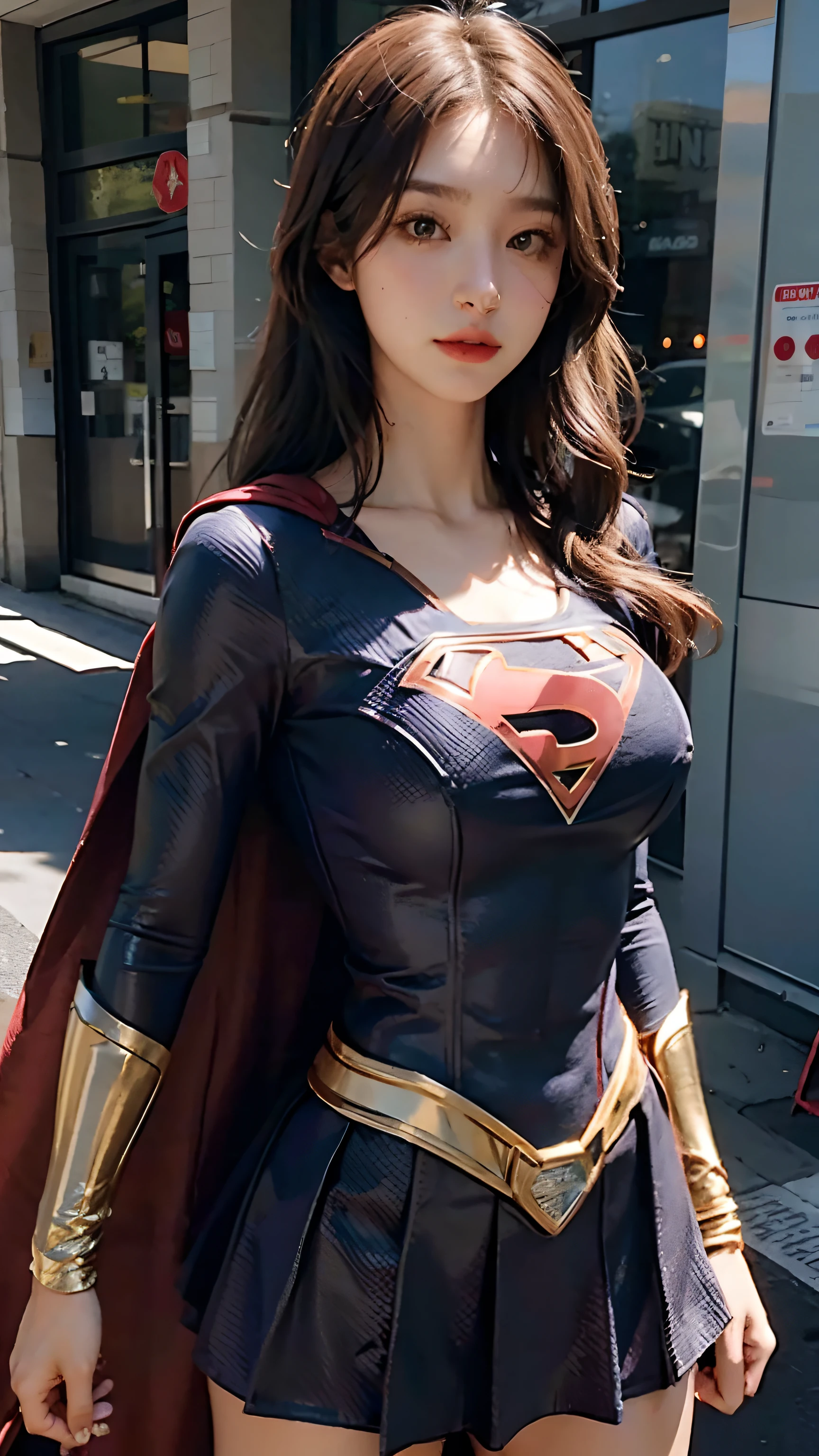 Woman body set big breasts, Supergirl costume dress