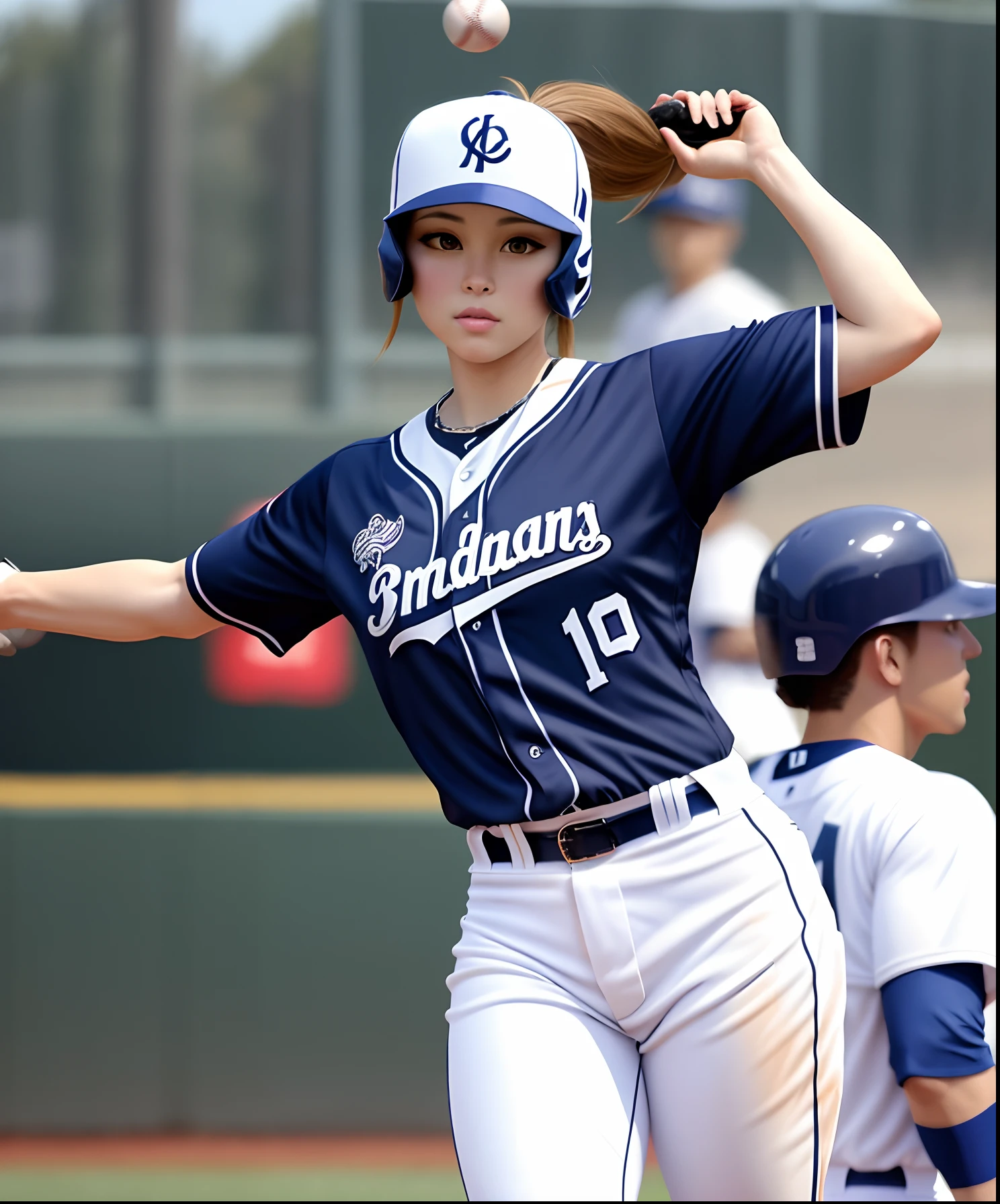 Girly high ponytail baseball uniform