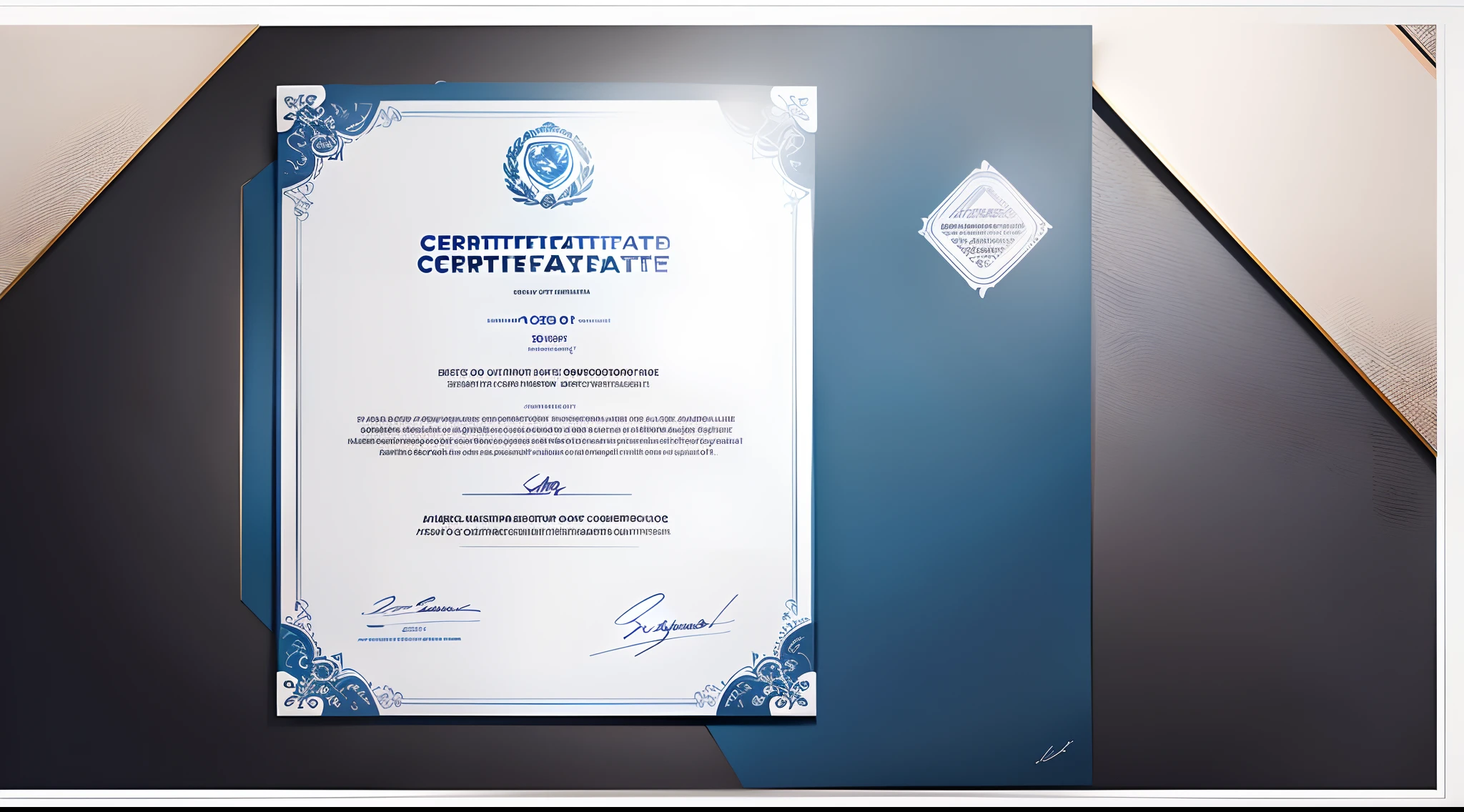 Certification certificate，White background，blue border，