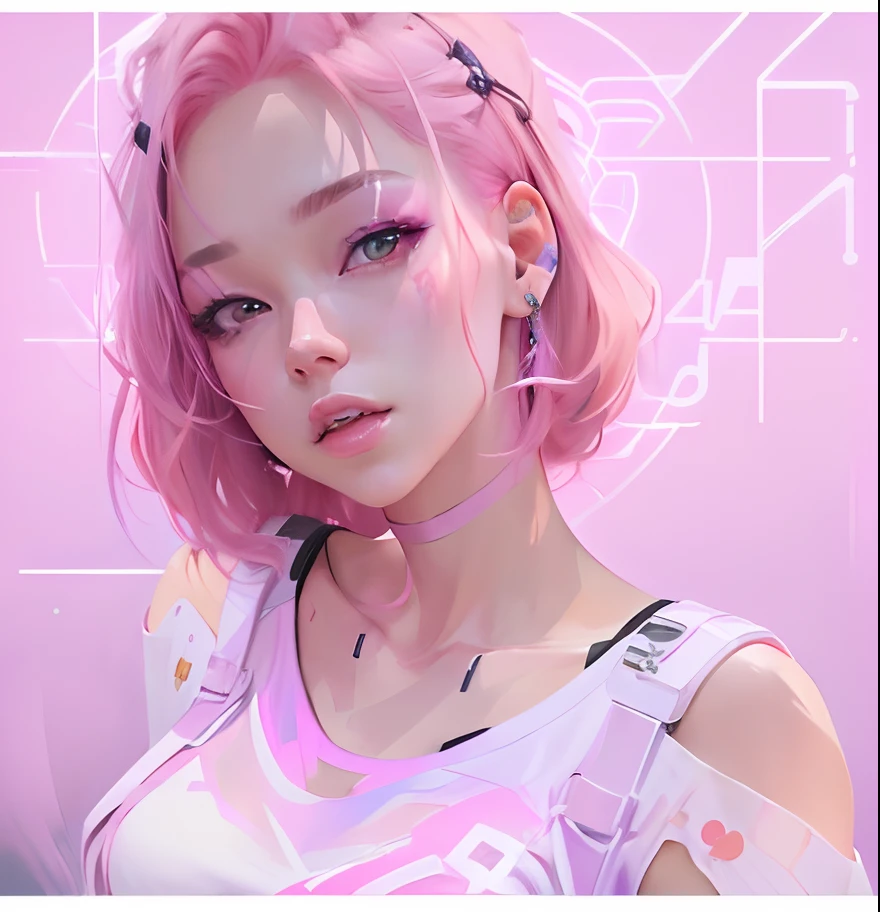 There is a woman with pink hair and a white top, portrait of jossi of blackpink, [ 4 k digital art ]!!, inspired by Yanjun Cheng, roseanne park of blackpink, Photorealistic!!!!!!! Art styles, made with anime painter studio, artwork in the style of guweiz, soft digital painting, in the art style of bowater, kawaii realistic portrait