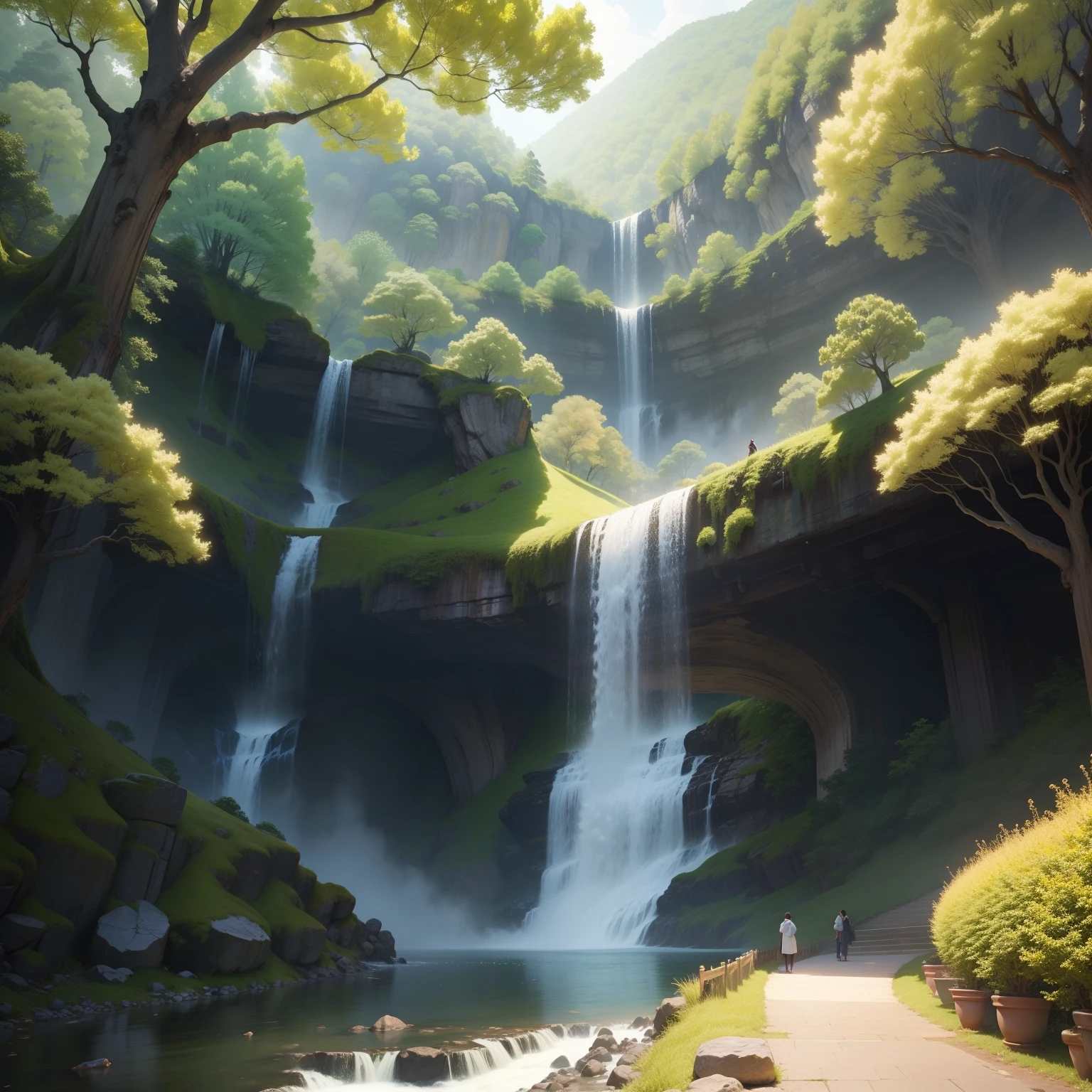 Giant ginkgo tree、top-quality、ren、Beautiful fece、​masterpiece、超A high resolution、falls、８Ｋ