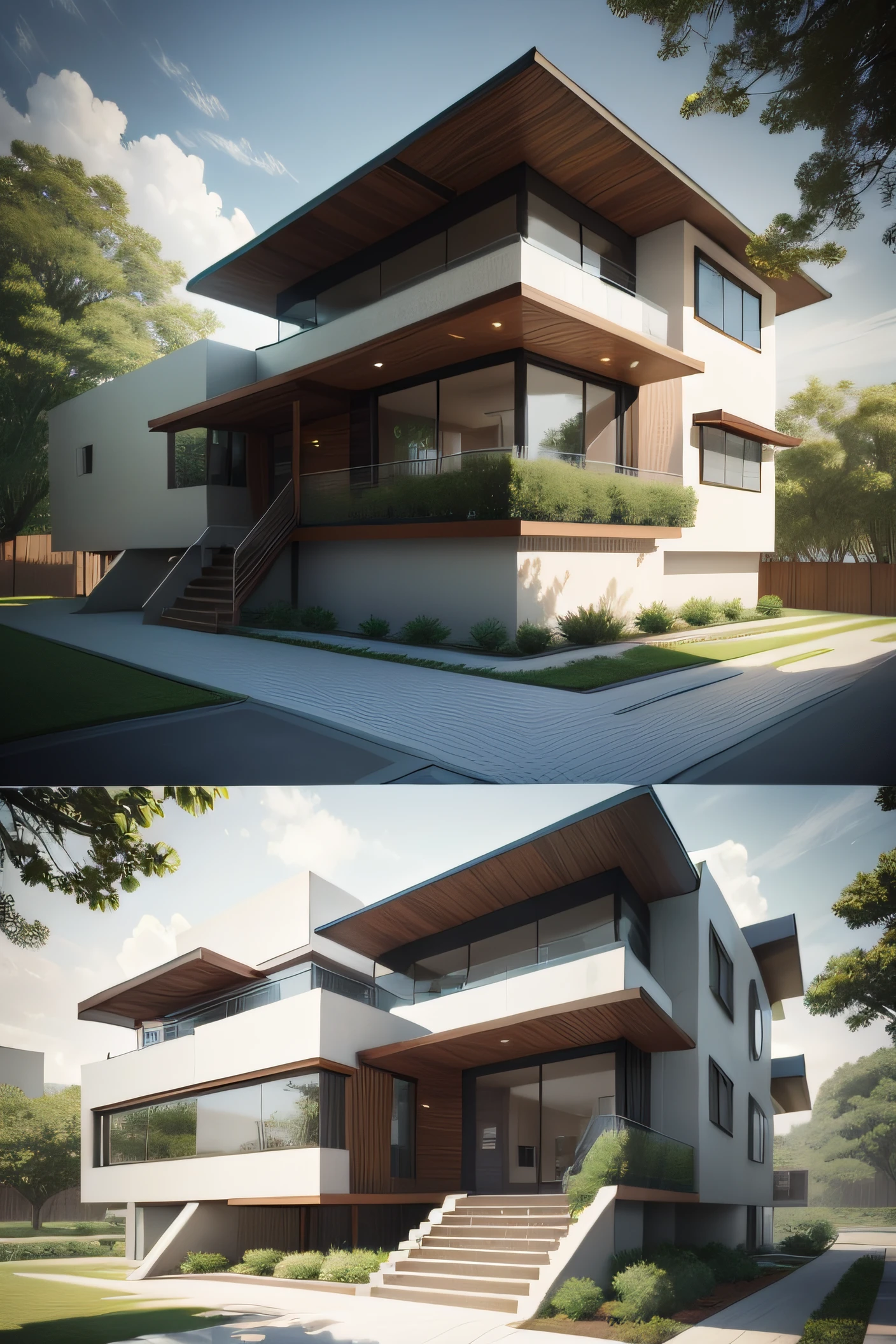 Architectural hand-drawn,modern architectural style,