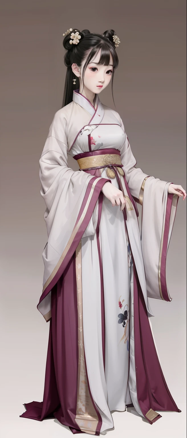 ((4K,tmasterpiece,best qualityer)), ink wash style, Traditional Chinese painting, Hanfu, Dress conservatively, solo person, cabelos preto e longos, ssmile, standing on your feet, workout, big breasts beautiful, prette, quadratic element, knight-errant,teens girl,Delicate facial features,adolable