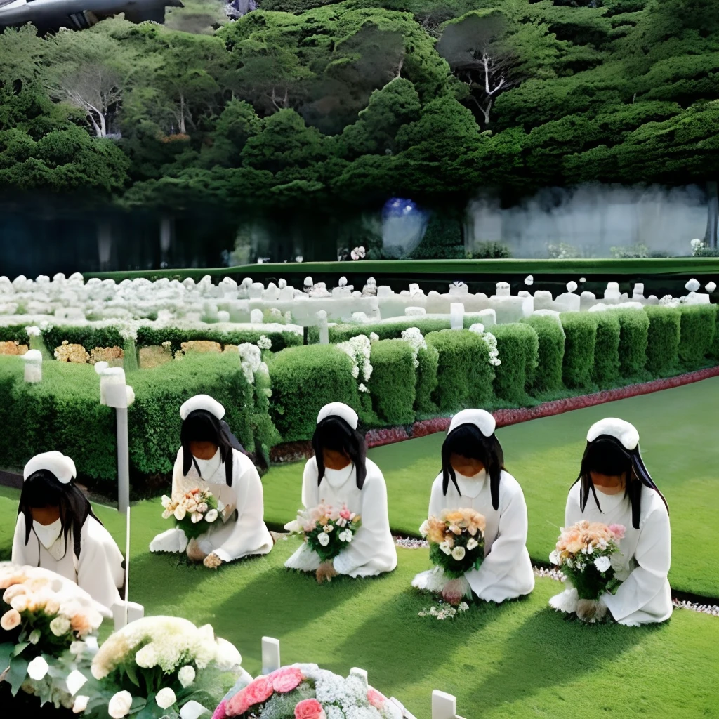Visiting graves、Beautuful Women、Prayer、Flowers