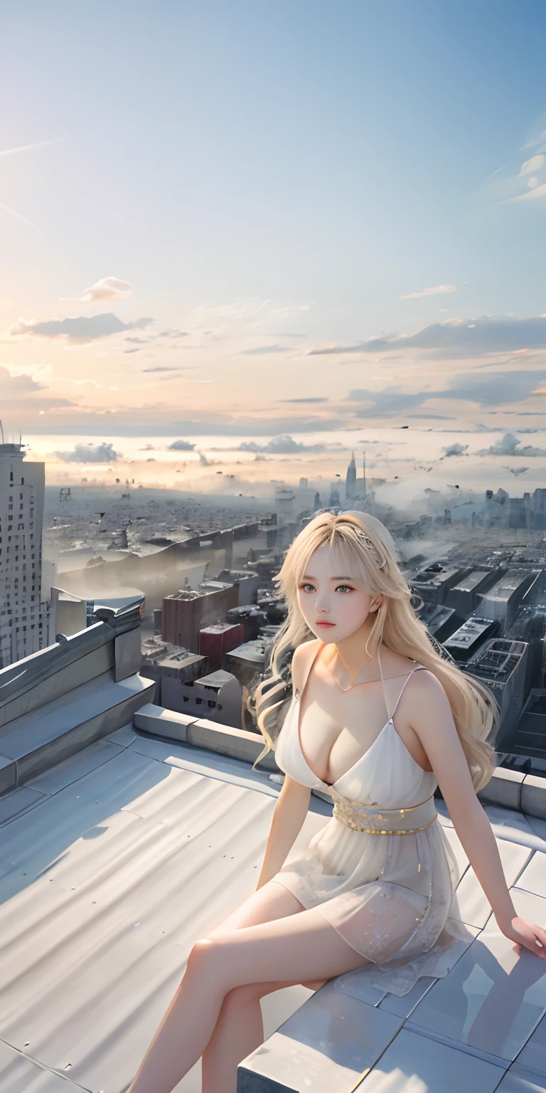 (1girl:1.3), 独奏, (((very vey very detailed face))),((very detailed eyes and faces))),beatiful detailed eyes,Body parts__,offcial art,Unified 8k wallpaper,ultra-detailliert,Beautiful and beautiful,big breasts beautiful,tmasterpiece,best qualtiy,primitive,tmasterpiece,ultra fine photos,best qualtiy,超高分辨率,photorealistic realism,rays of sunshine,full-body portraits,stunningly beautiful,,dynamicposes,delicated face,vibrant eyes,(from the front side), she wear no clothes,arachne,Very detailed city roof background, Roof,looking over city,详细的脸,detailed complex busy background,untidy,opulent,milkyW,highly detailedskin,Realistic details of skin,Visible pores,Clear focus,volume fog,8k uhd,digital SLR camera,high qulity,filmgrain,White skin of the,photo-realism,lomography,A huge metropolis of the dystopia of the future, semi transparent