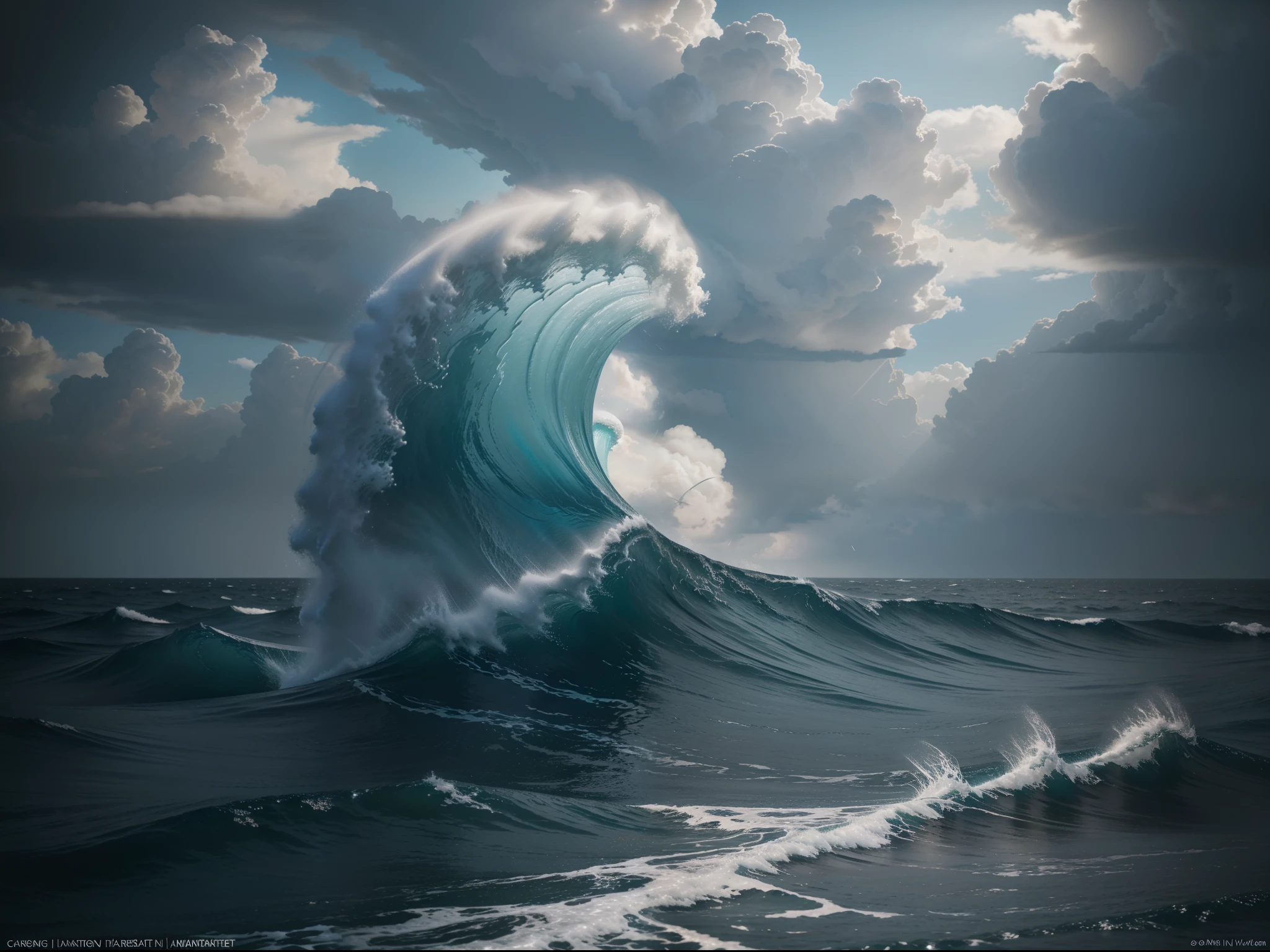hyper realistic, the wing of the sea is the wave; the wave of the sky is the rain; the salt of the rain falls as hail, 64k resolution photorealistic Masterpiece by Ridley Scott, intricately detailed fluid painting, HD, professional photography, dark lighting, volumetric lighting maximalist photo illustration, 64k resolution concept art with intricately detailed, complex, elegant, expansive, fantastical, ultra sharp, 64k