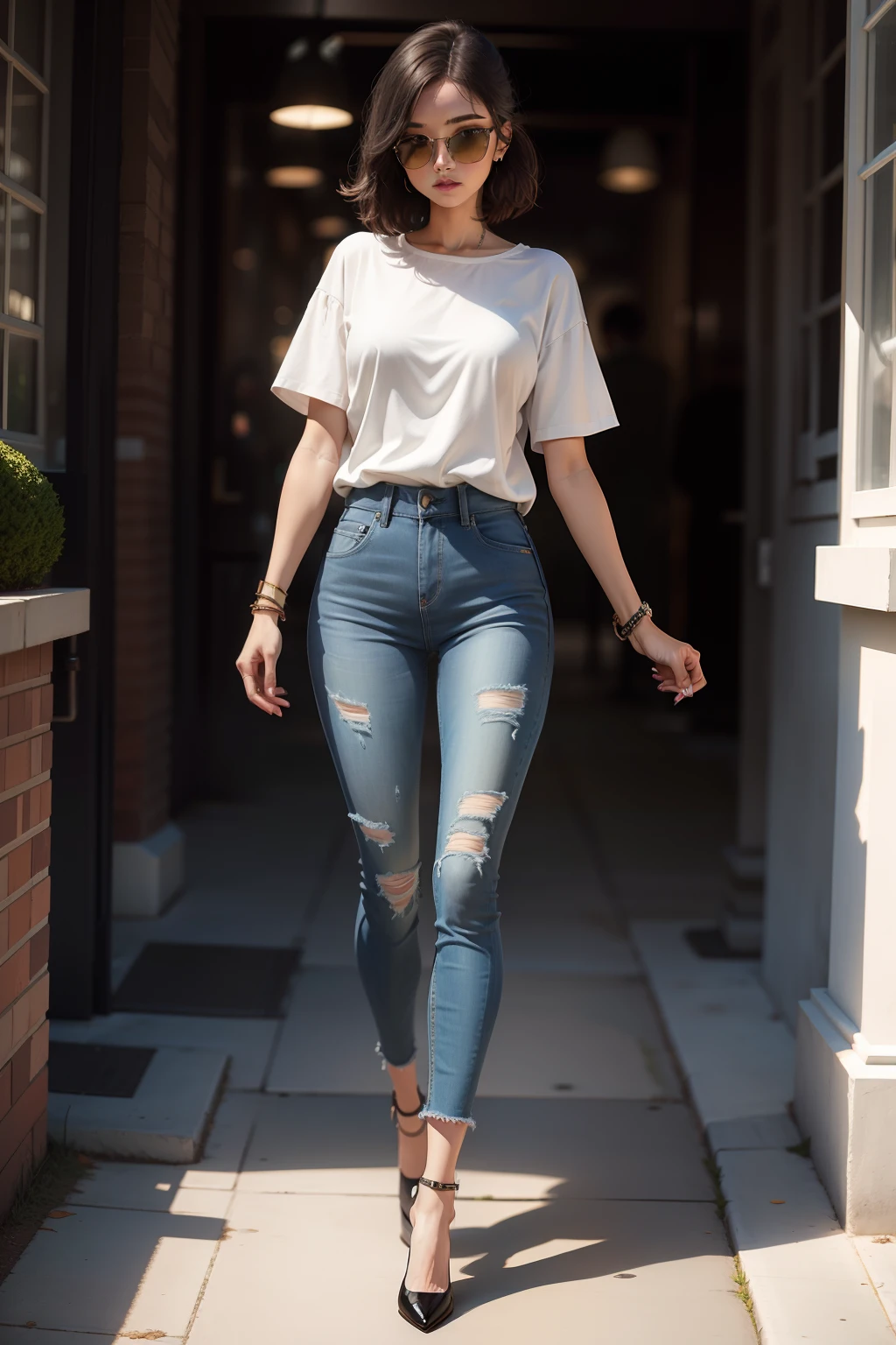Casual women's style,Full body standing painting