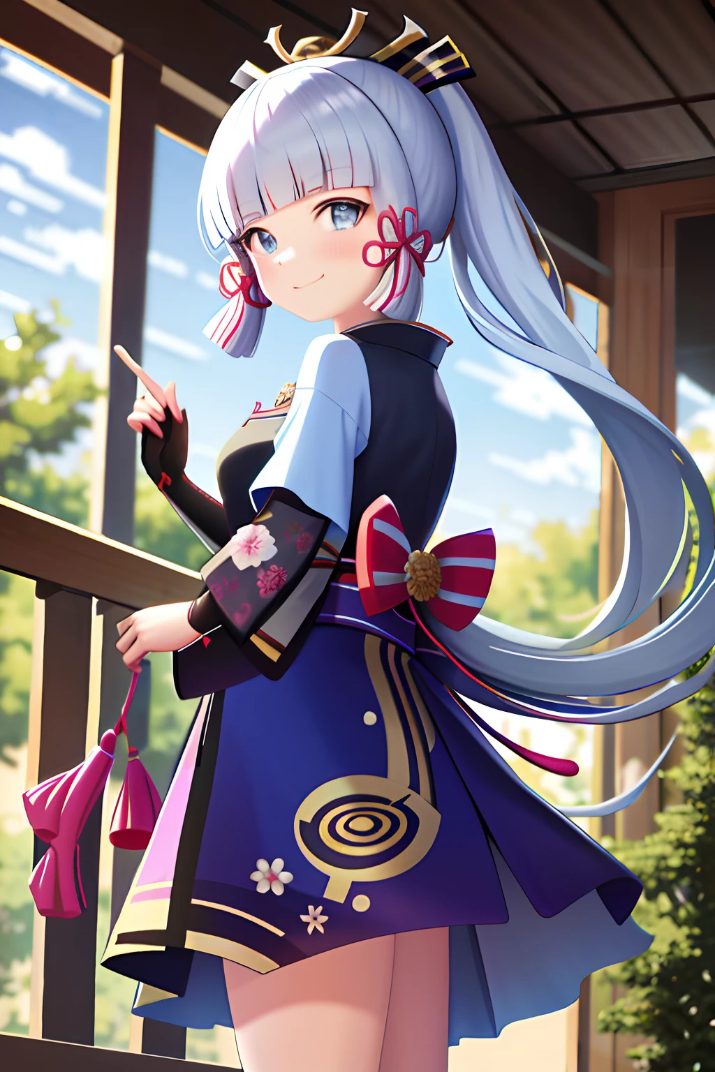 masterpiece, highres, best quality, 1girl solo, kamisato_ayaka, smile, kimono
