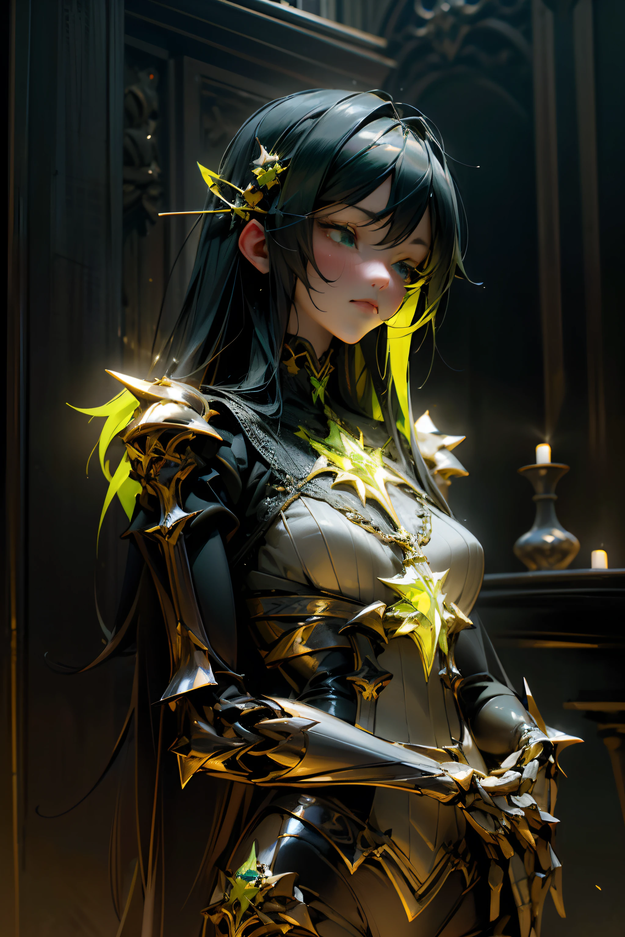 REAL SKIN WRX62, REFLECTIVE SKIN MH66, VSGX62, REAL LIFE 5D PRO, NVDIA, AMD GRAPHICS, EPIC PORTRAIT, MOVIE STYLE DYNAMIC LIGHTING PRO, PERFECT DETAILED FACE, (neon green skeleton imperator cyborg girl GREEN NEON CROSS SYMBOL, long hair cute) highly detailed, micro detail, intricate, 8K, hyper detailed, realistic render, unreal engine, hyperrealistic, lifelike, very coherent, fantasy, cinematic lighting, at night, epic composition, masterpiece, cinematic, [centered], [perfect body], [perfect anatomy], [perfect hands]