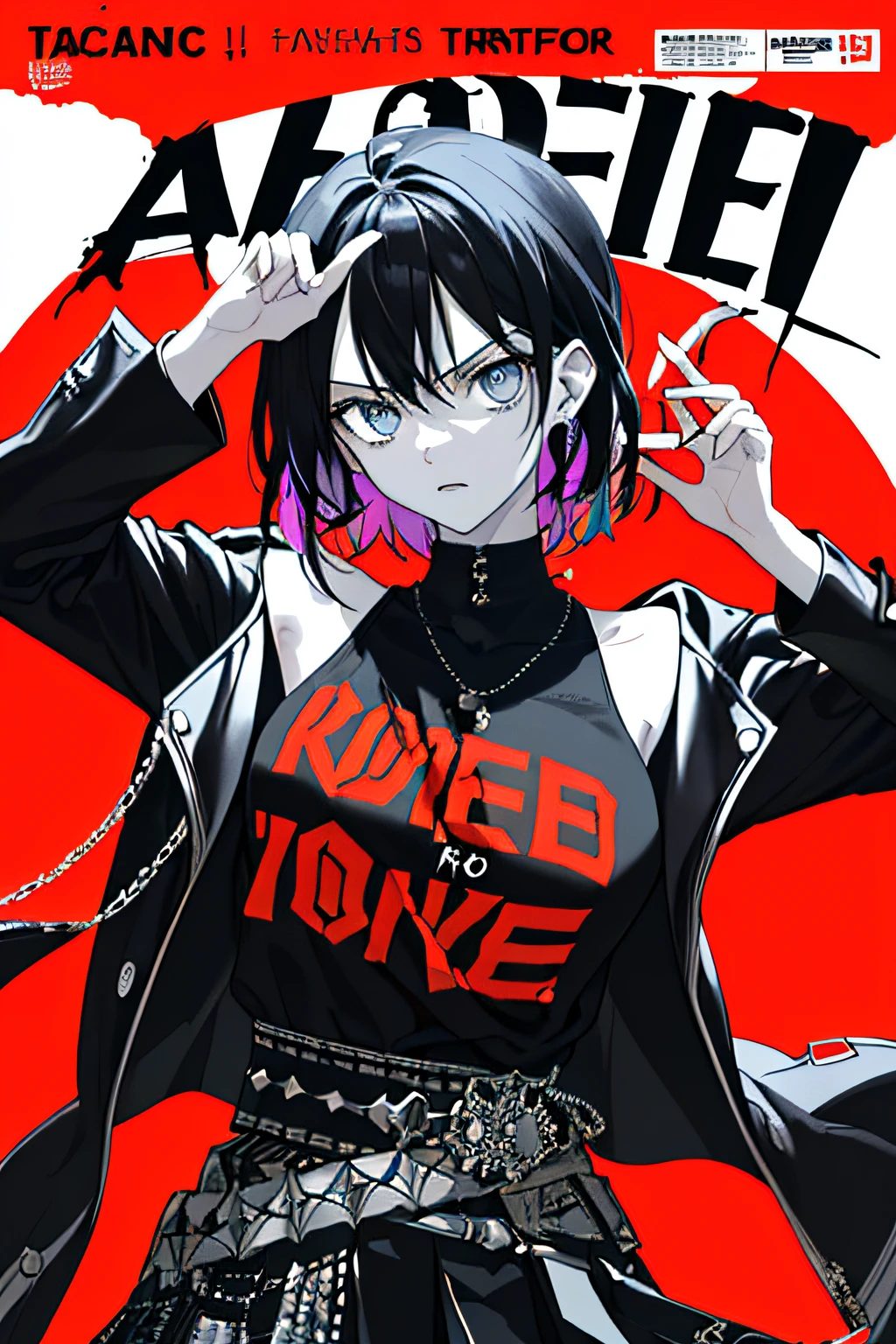((((dramatic))), (((gritty))), (((intense))) film poster featuring a young woman as the central character. She stands confidently in the center of the poster, wearing a stylish and edgy outfit, with a determined expression on her face. The background is dark and gritty, with a sense of danger and intensity. The text is bold and attention-grabbing, with a catchy tagline that adds to the overall feeling of drama and excitement. The color palette is mainly dark with splashes of vibrant colors, giving the poster a dynamic and visually striking appearance,tachi-e
(magazine:1.3), (cover-style:1.3), fashionable, woman, vibrant, outfit, posing, front, colorful, dynamic, background, elements, confident, expression, holding, statement, accessory, majestic, coiled, around, touch, scene, text, cover, bold, attention-grabbing, title, stylish, font, catchy, headline, larger, striking, modern, trendy, focus, fashion,