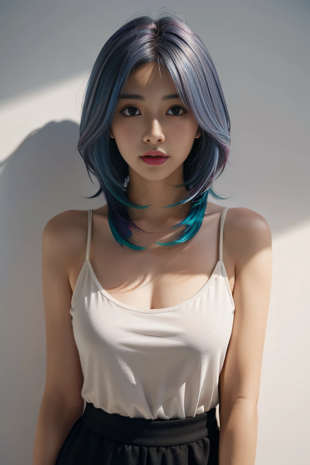 solo,A half body,gradient color hair,Bigchest,If the shadow is gone,Harnes