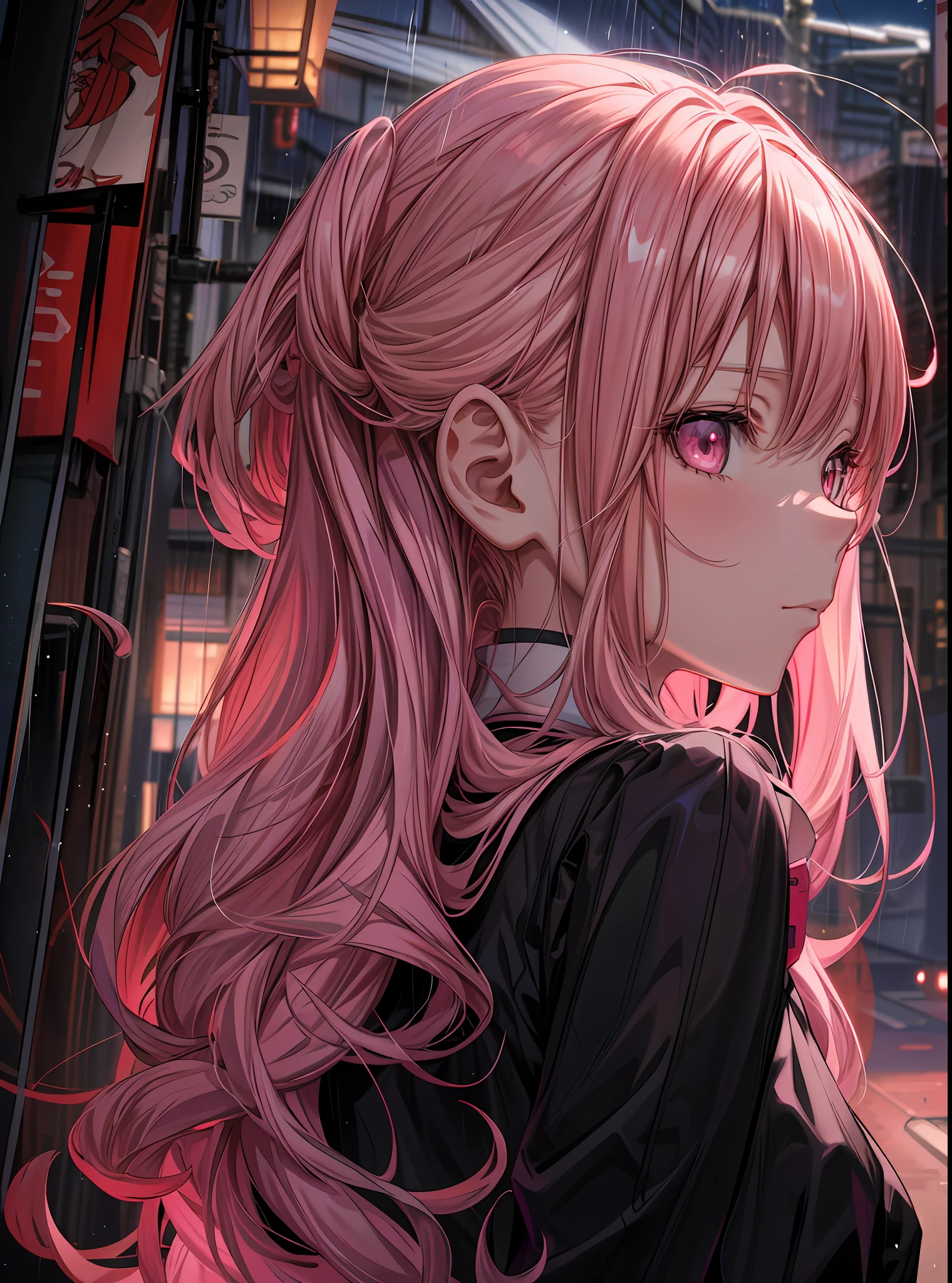 anime girl with long pink hair and pink eyes in the rain, anime style 4 k, best anime 4k konachan wallpaper, smoking cigarettes, 4k anime wallpaper, anime art wallpaper 4 k, anime art wallpaper 4k, anime wallpaper 4 k, anime wallpaper 4k, anime art wallpaper 8 k, nightcore, 4 k manga wallpaper, blonde anime girl with long hair
