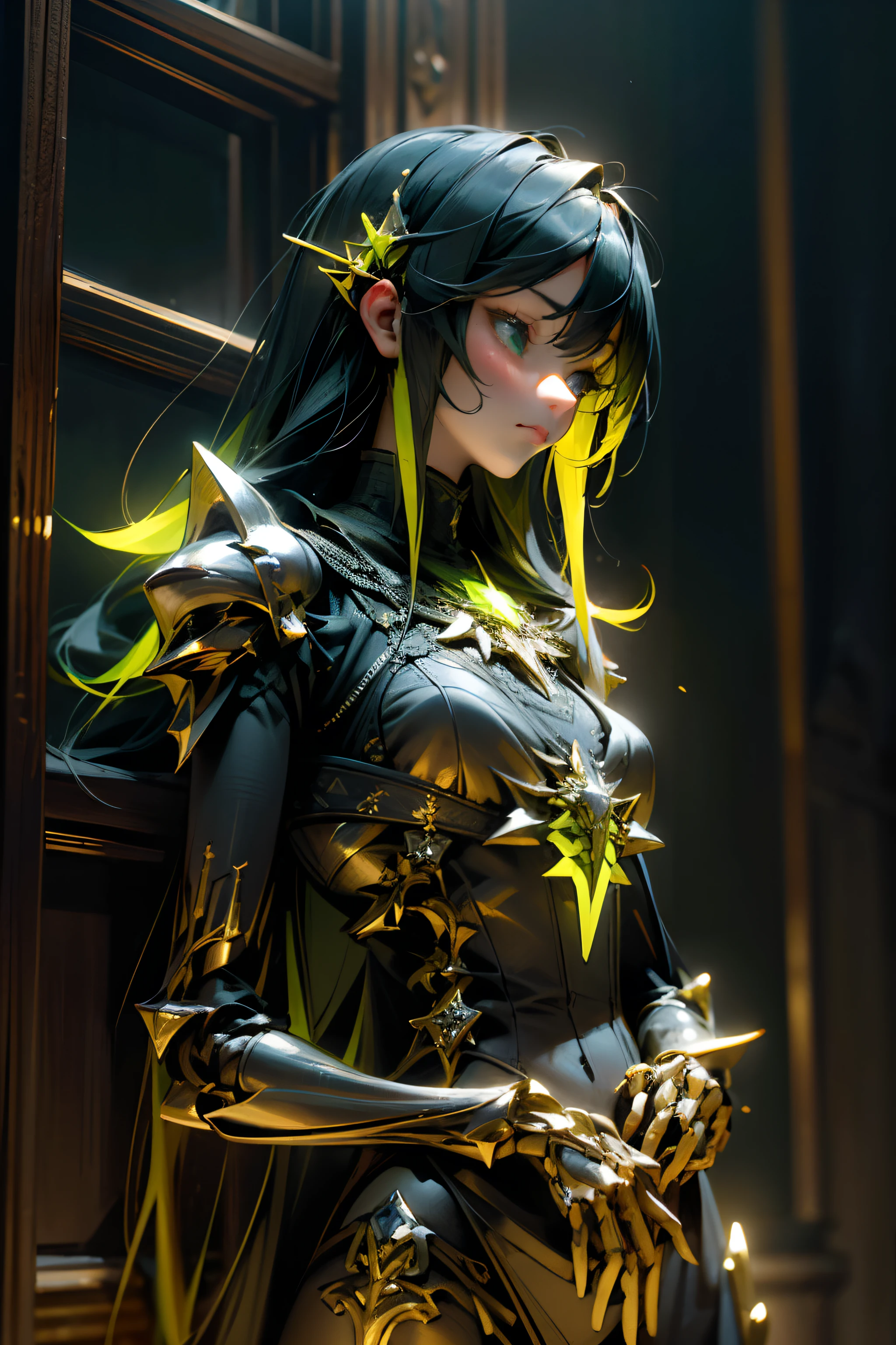 REAL SKIN WRX62, REFLECTIVE SKIN MH66, VSGX62, REAL LIFE 5D PRO, NVDIA, AMD GRAPHICS, EPIC PORTRAIT, MOVIE STYLE DYNAMIC LIGHTING PRO, PERFECT DETAILED FACE, (neon green skeleton imperator cyborg girl GREEN NEON CROSS SYMBOL, long hair cute) highly detailed, micro detail, intricate, 8K, hyper detailed, realistic render, unreal engine, hyperrealistic, lifelike, very coherent, fantasy, cinematic lighting, at night, epic composition, masterpiece, cinematic, [centered], [perfect body], [perfect anatomy], [perfect hands]