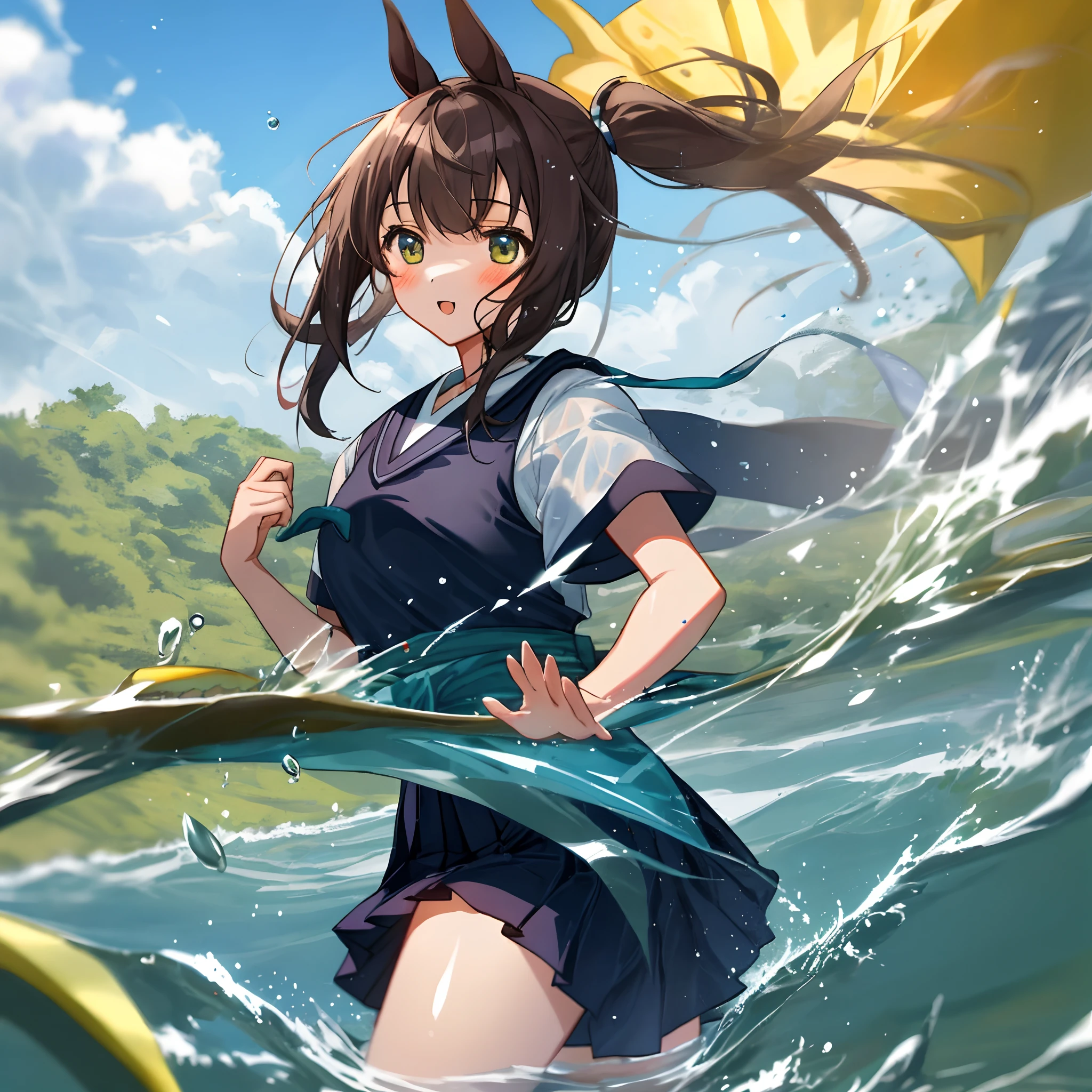 quadratic element,teens girl,Horse girl,Get wet,校服