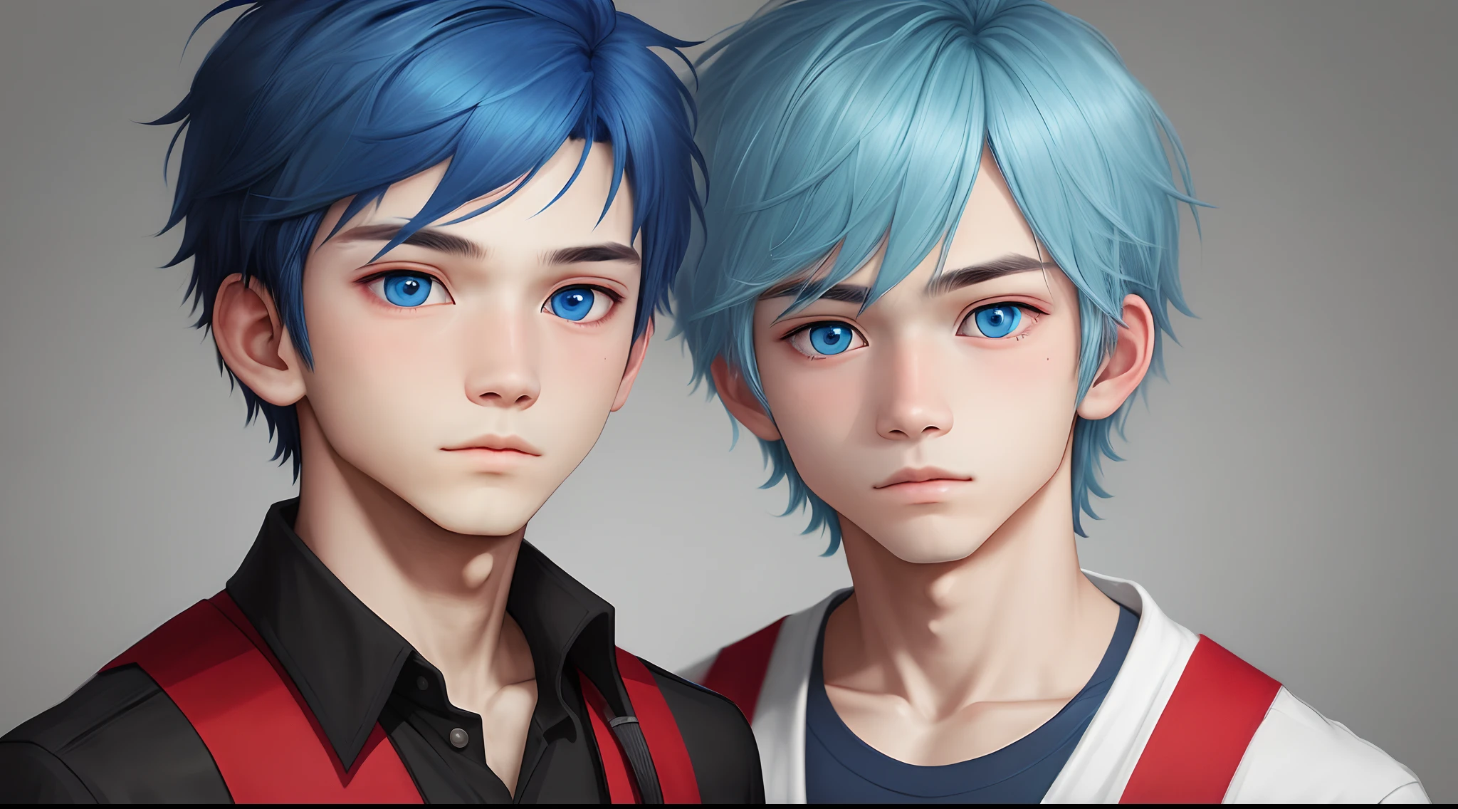 blue hair,Boy with different pupils