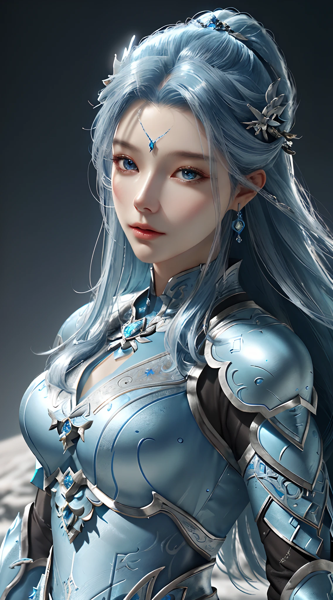 a close up of a woman in a silver and blue dress, chengwei pan on artstation, by Yang J, detailed fantasy art, stunning character art, fanart best artstation, epic exquisite character art, beautiful armor, extremely detailed artgerm, detailed digital anime art, artgerm on artstation pixiv, armor girl