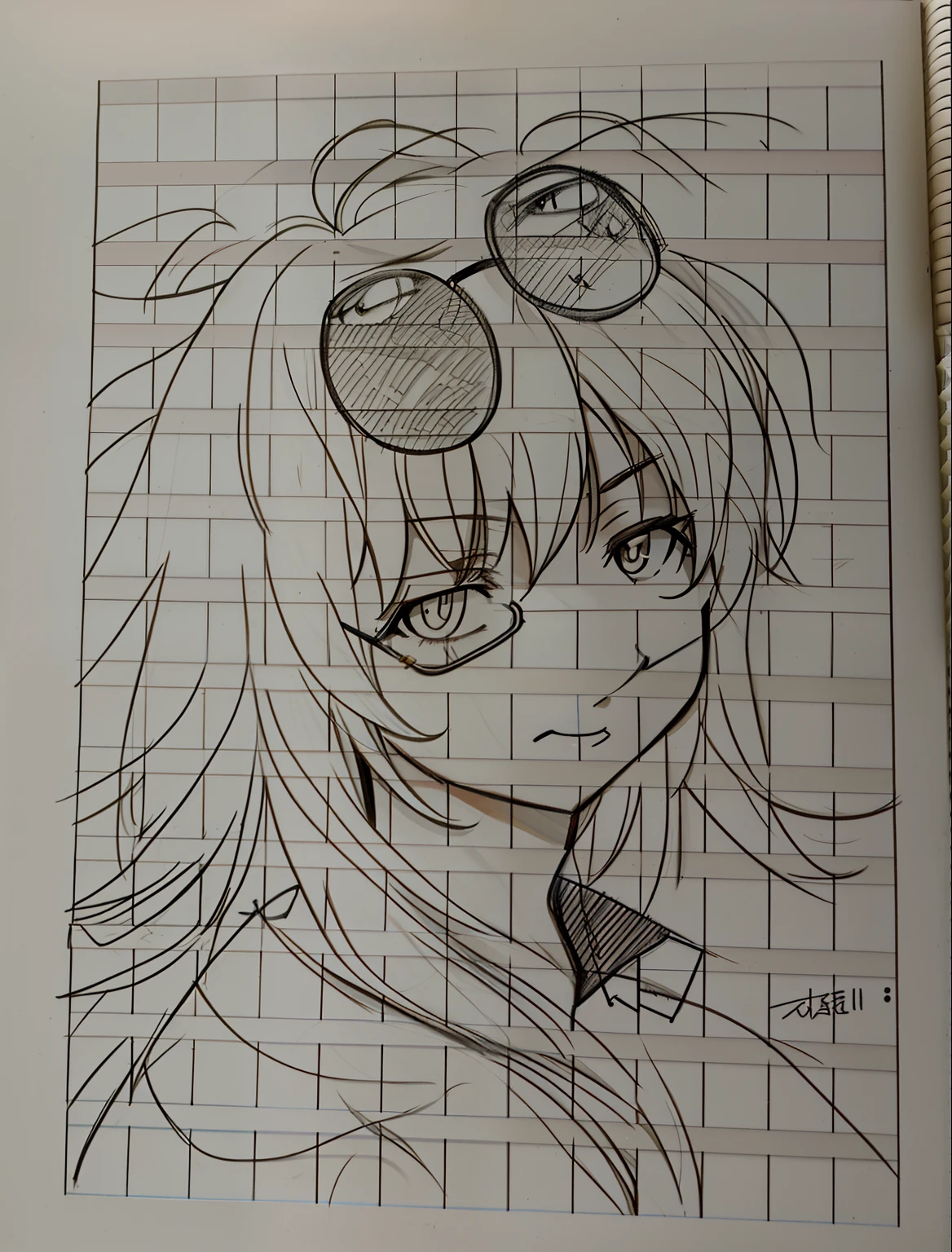 Draw a woman with glasses and a cat's face, anime shading), anime shading, an anime drawing, no shade, anime sketch, inspired by Un'ichi Hiratsuka, comic drawing, Anime Paintings, Anime face, manga drawing, seinen manga portrait, 2 d anime style, Detailed anime face, flat anime style shading, anime style drawing