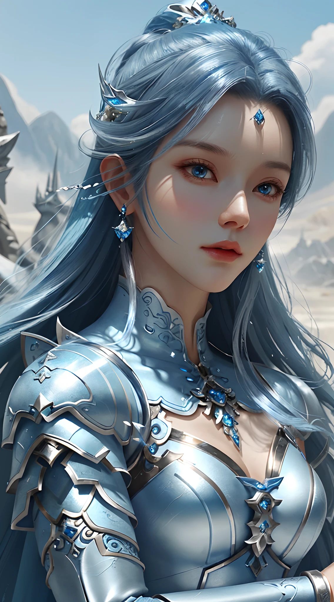 a close up of a woman in a silver and blue dress, chengwei pan on artstation, by Yang J, detailed fantasy art, stunning character art, fanart best artstation, epic exquisite character art, beautiful armor, extremely detailed artgerm, detailed digital anime art, artgerm on artstation pixiv, armor girl