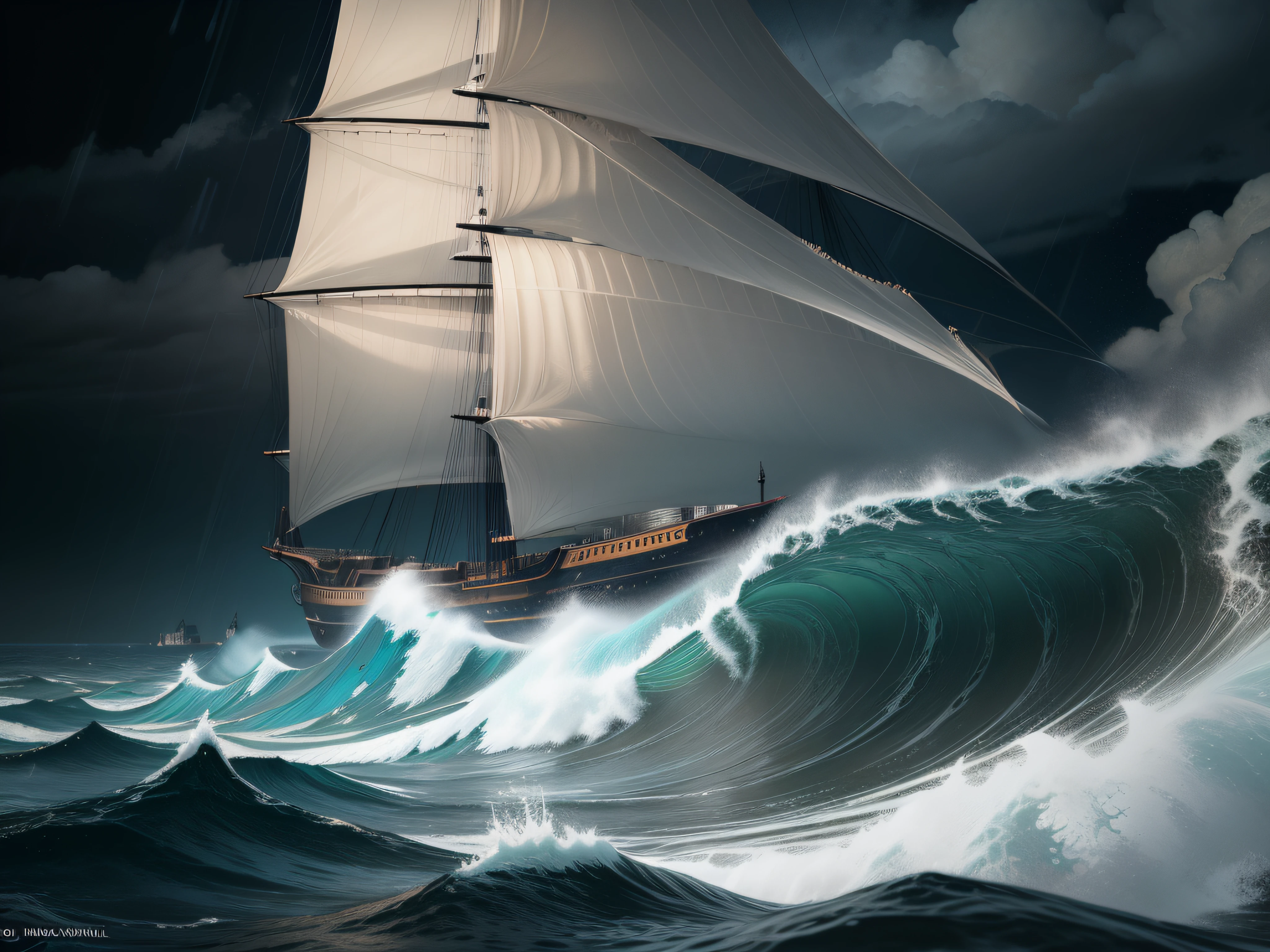 hyper realistic, the wing of the sea is the wave; the wave of the sky is the rain; the salt of the rain falls as hail, 64k resolution photorealistic Masterpiece by Ridley Scott, intricately detailed fluid painting, HD, professional photography, dark lighting, volumetric lighting maximalist photo illustration, 64k resolution concept art with intricately detailed, complex, elegant, expansive, fantastical, ultra sharp, 64k