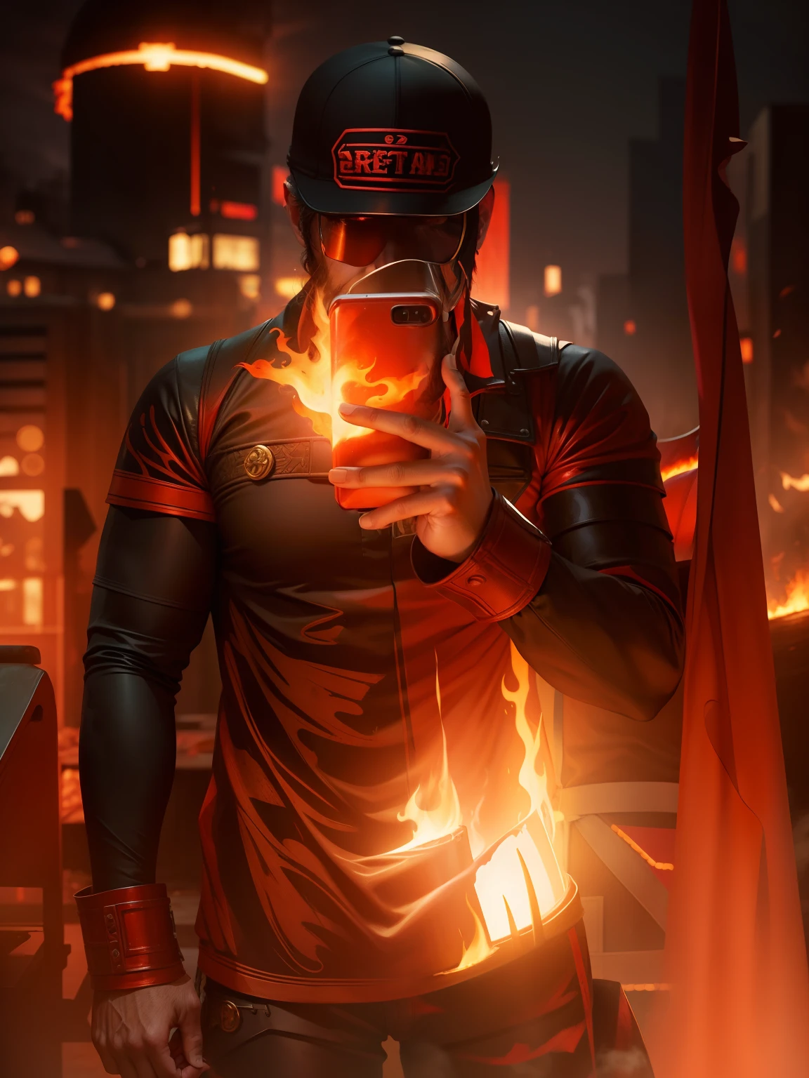 Turn subject in to devil and Change background into fire war