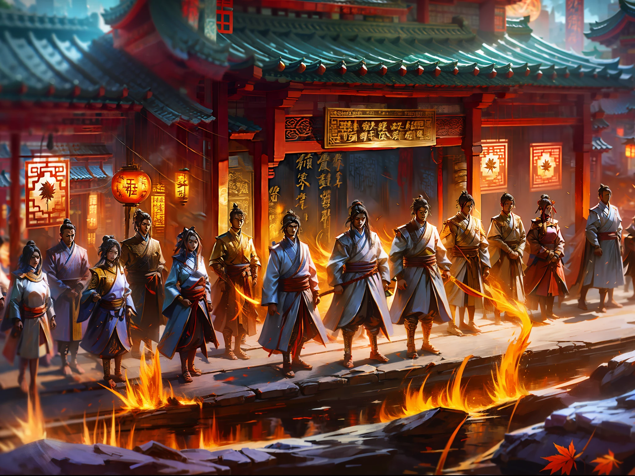 Gai Nie Xia Ke Chinese Ancient Style Sasshuang Changting Maple Leaf Confrontation with a thousand armies