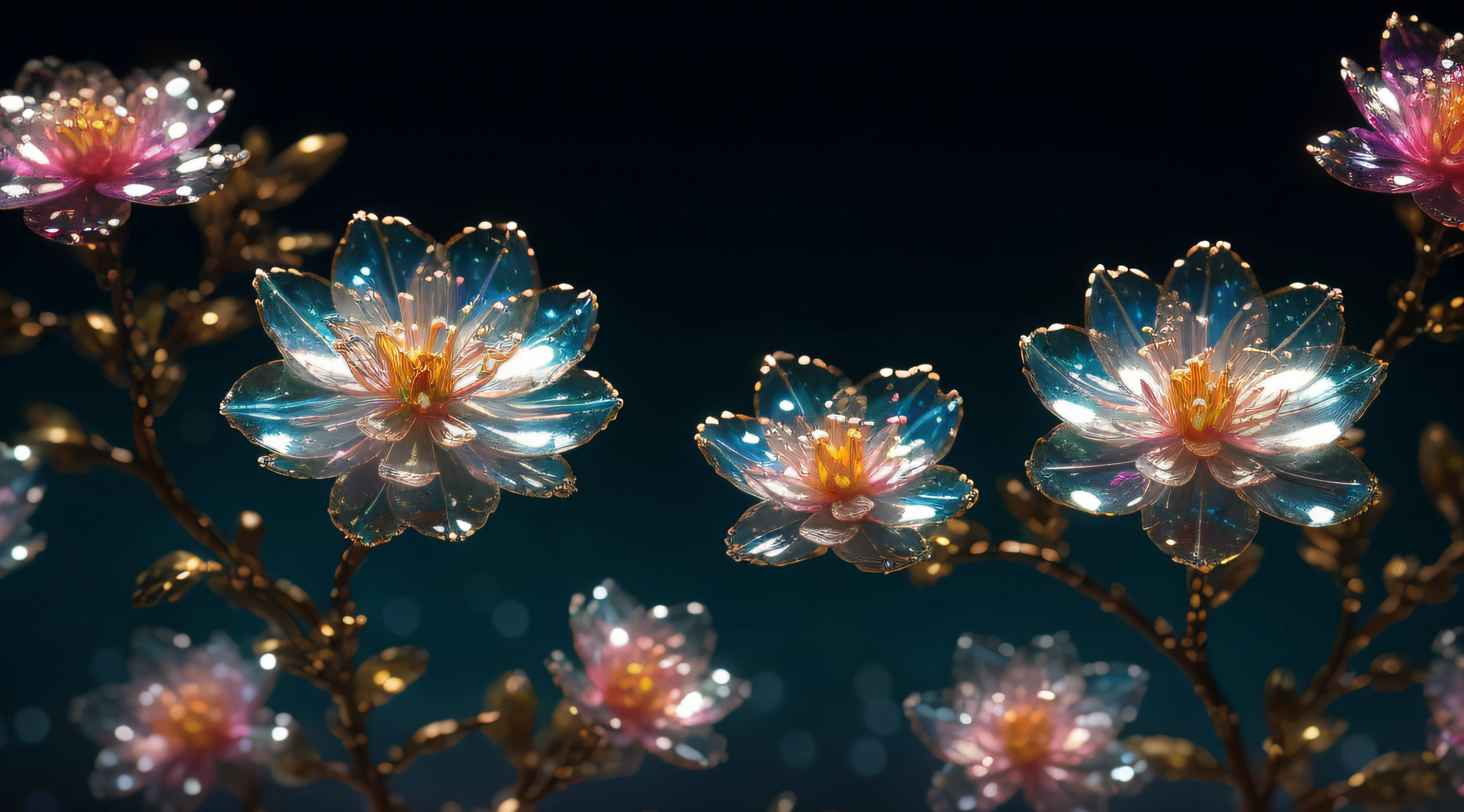 crystal spring blossom,
fantasy, galaxy, transparent,
shimmering, sparkling, splendid, colorful,
magical photography, dramatic lighting, photo realism, ultra-detailed, 4k, Depth of field, High-resolution