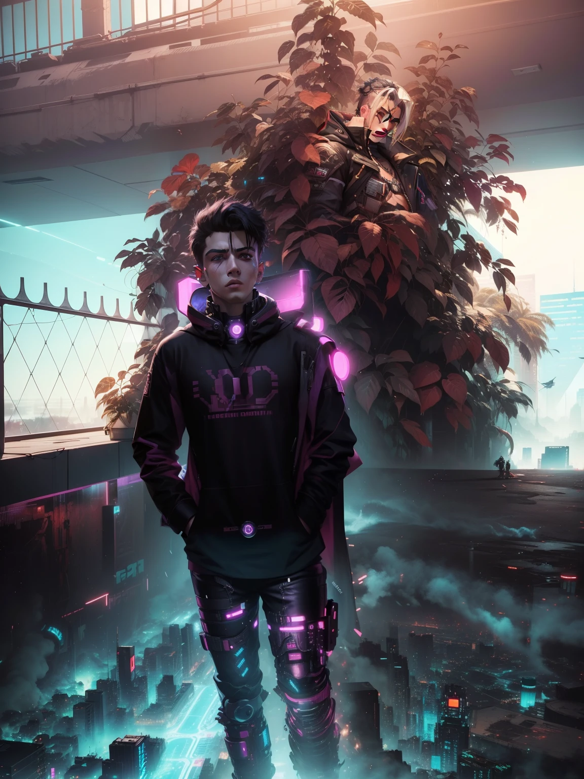 Change background cyberpunk handsome boy, 8k,