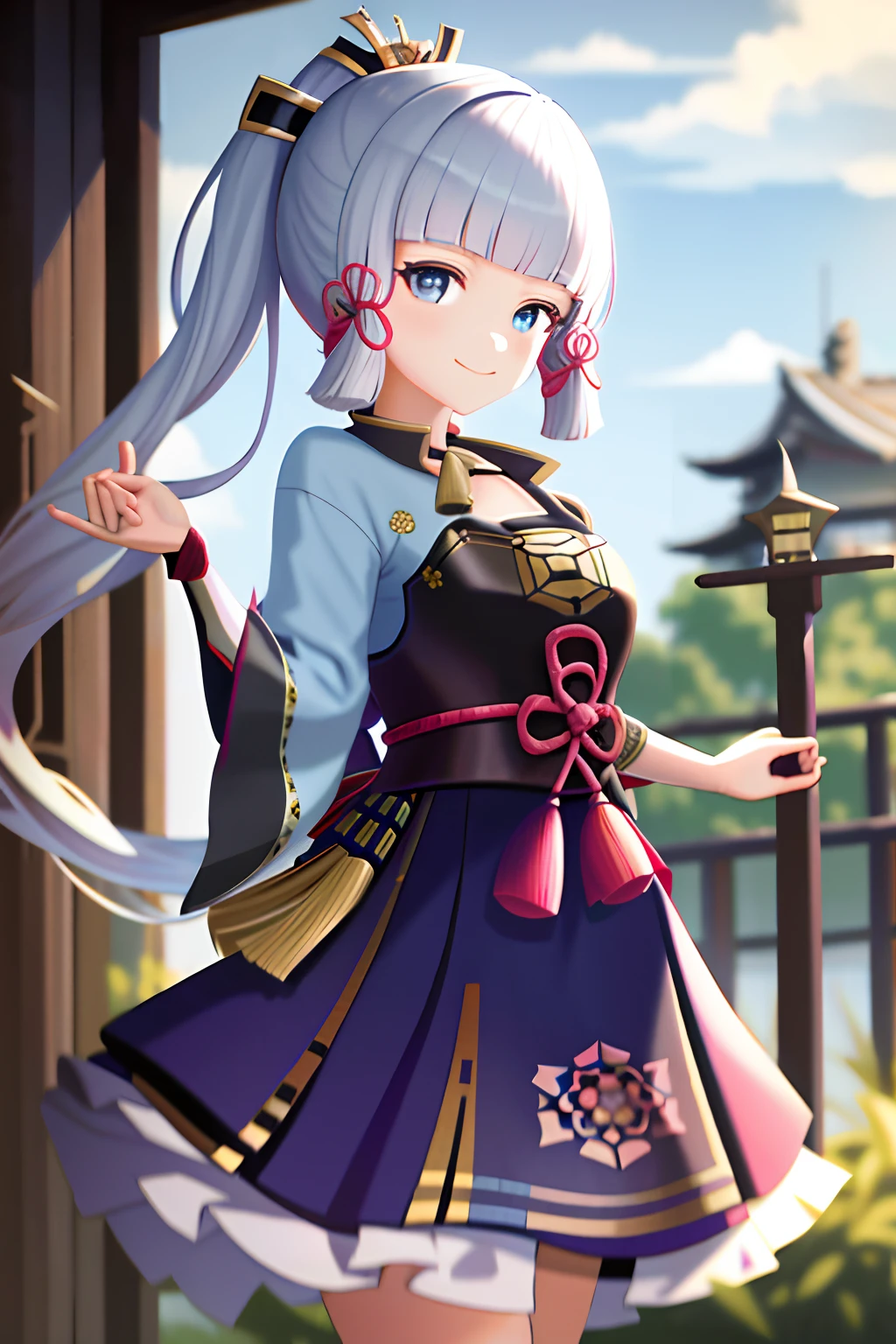 masterpiece, highres, best quality, 1girl solo, kamisato_ayaka, smile, kimono