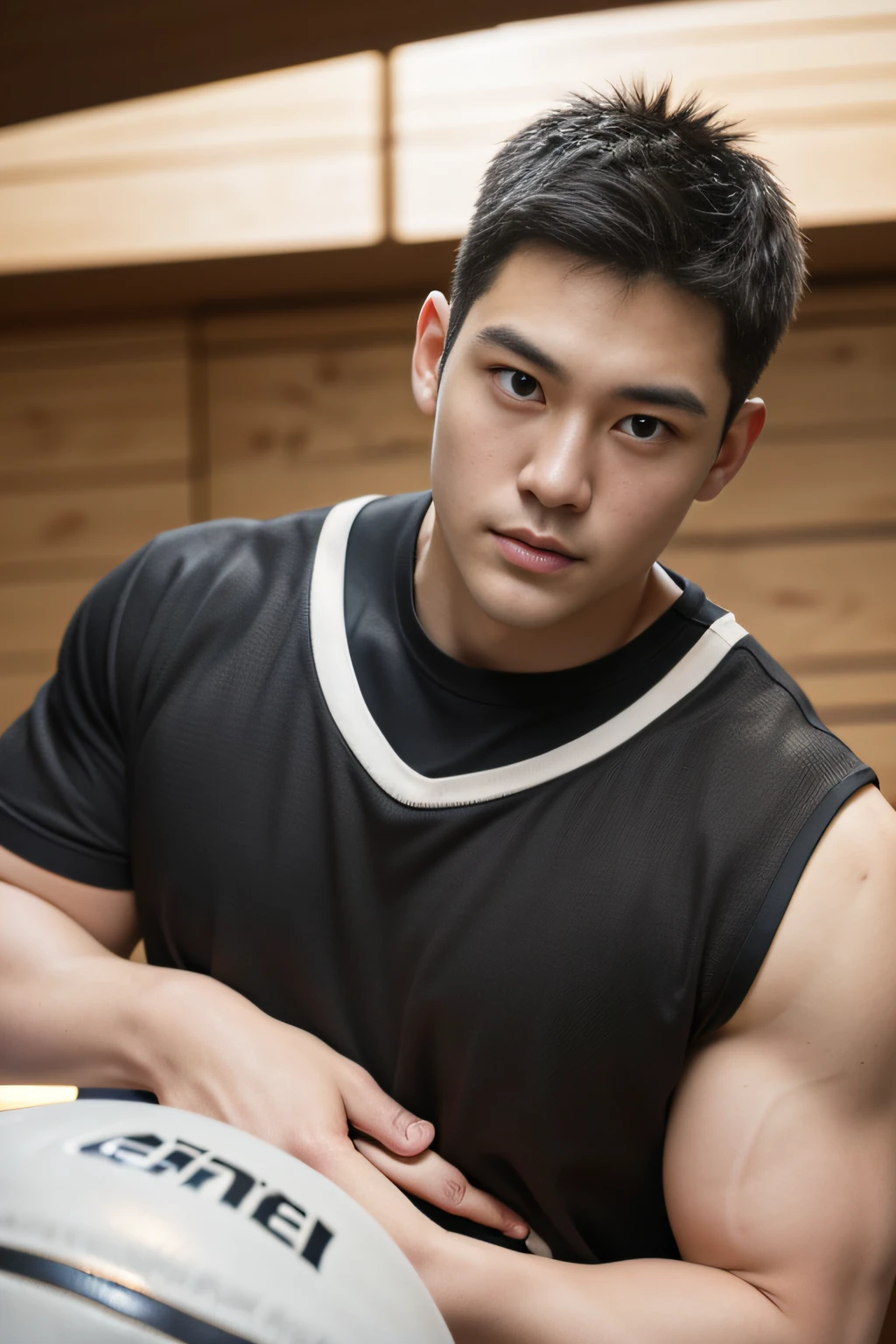 top-quality、masterpiece、超A high resolution、(realisitic:1.4)、详细的脸、独奏、1human male、The upper part of the body、Dark hair、glistning skin、dense skin、(asian human)、architectural、(absurderes、hight resolution、ultra-detailliert)、、1 male、Adults、(20-year-old man)、a handsome、tall muscular man、broad shoulder、extra very short hair、angular jaws、thick neck、thick eyebrow、extra very short hair、A dark-haired、fine eyes and detailed face、 Highly detailed CG Unity 8K wallpapers、intricate-detail、(Style Swirl Magic:0.7)、looking at the spectator、独奏、(full body Esbian:0.6)、细致背景、A detailed face、dynamicposes、、Urban background、dynamic compositions、 big muscle、、((((Crotch bulge))))、a handsome、 ((masutepiece:1.4, Best Quality)), ((masutepiece, Best Quality)), (photographrealistic:1.4)、(((Basketball player)))、sports wear、Two undressed men hugging each other on basketball court、musculature、(masterpiece、top-quality)、2male、shorth hair、Brown-eyed、with an intricate、full body Esbian、bright colour、(depth of fields:1.2)、(abdominals)、red blush、looking at the spectator、Spread your legs、Wearing sneakers、Wearing black panties、(((Japan men))),Basketball court