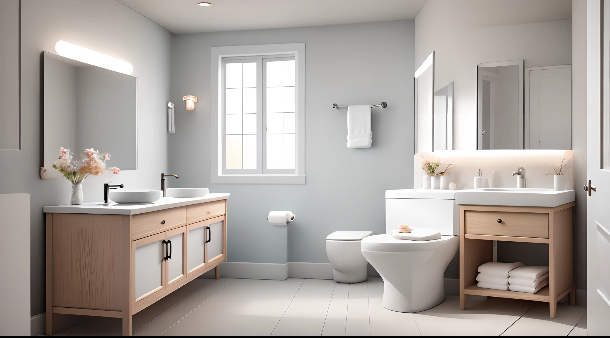 Bathroom, white, wood, no person
