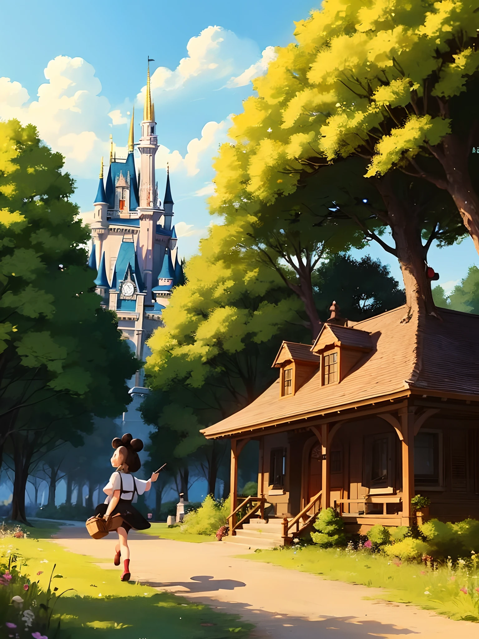 thereupon,One day,When she heard that there was a mysterious treasure deep in the forest,She decides to go on her own in search of the treasure,Disney style,Animate,Cartoony
