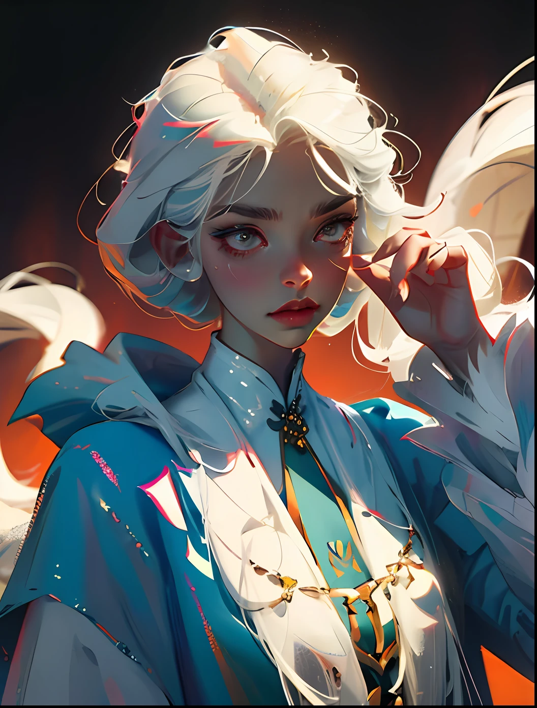 White hair silk pajamas,beast ear