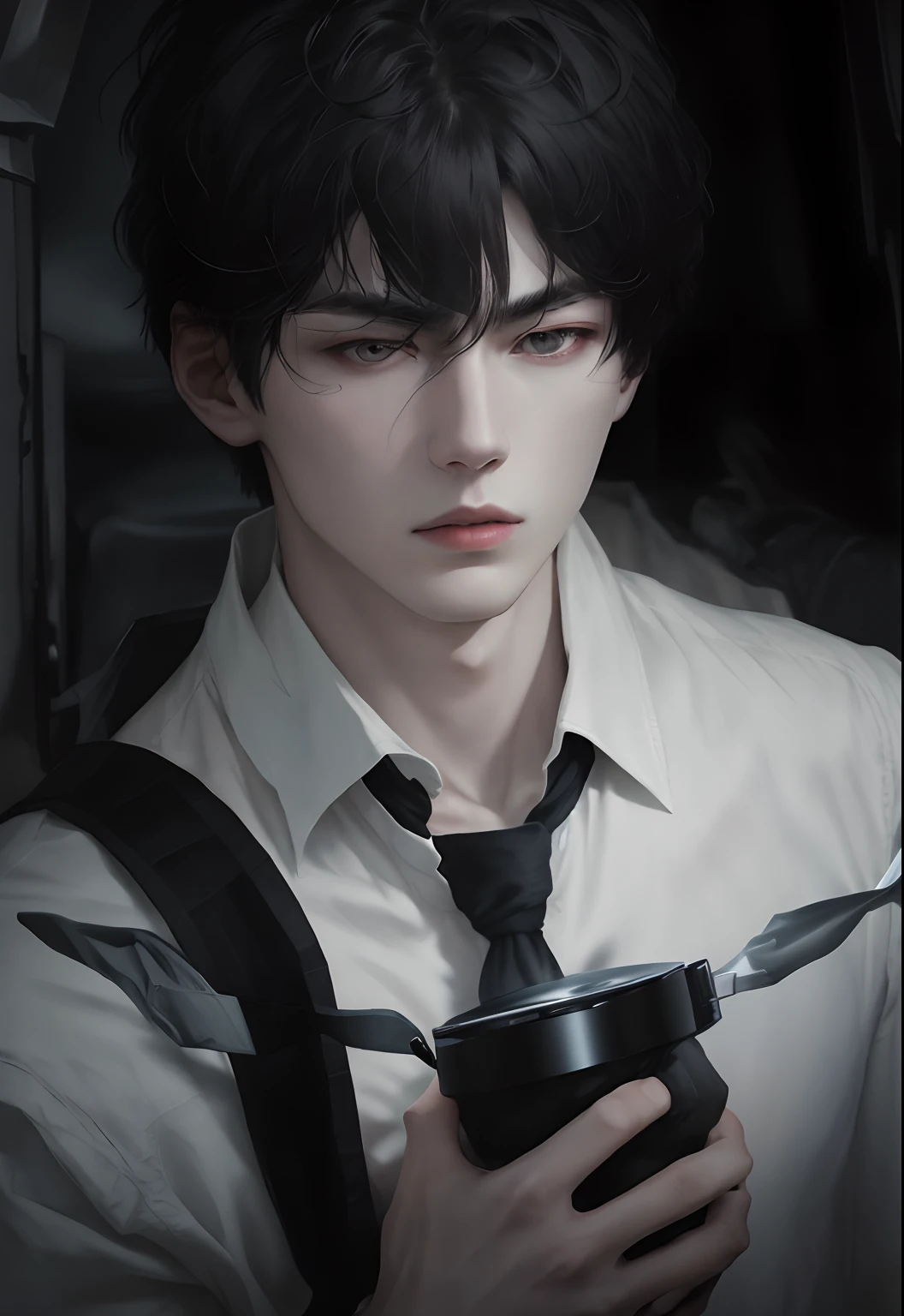 1man, kim dokja, realistic, pale skin, black hair, short hair, black eyes, ultra detail, handsome, 70mm lens,
