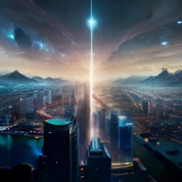 scenecy,starrysky,lakes,The city of the future