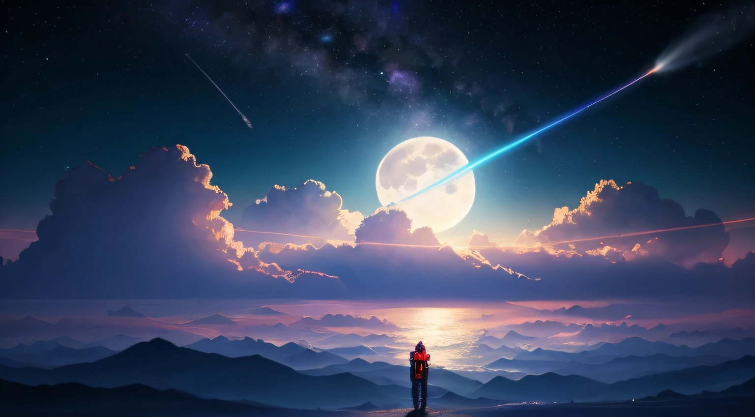 Ardid view of full moon and clouds,Planes fly in the sky, dream like atmosphere 8k, Starry Sky 8 K, Night sky; 8K, space sky, 4k highly detailed digital art, Magnificent background, wallpaper 4 k, Wallpaper 4k, Beautiful art UHD 4 K, beautiful space star planet neon, Concept art wallpaper 4K