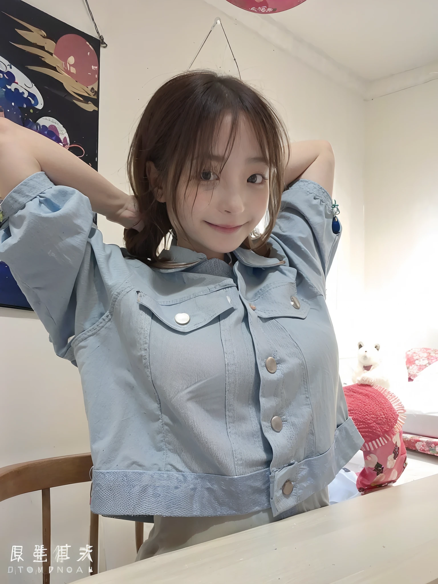 A cute girl in Hanfu,The arm details are complete,Sweet smile