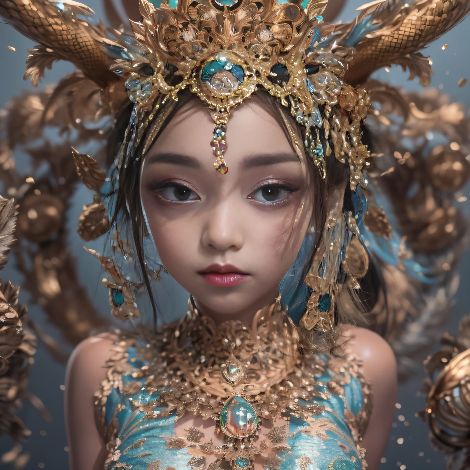 16k(tmasterpiece,k hd,hyper HD,16k)short detailed hair,Gold jewelry area in the back room,Smoke ring girl ,Bronze Dragon Protector (realisticlying:1.4),Python pattern robe,Purple-pink tiara,Snowflakes fluttering,The background is pure,Hold your head high,Be proud,The nostrils look at people, A high resolution, the detail, RAW photogr, Sharp Re, Nikon D850 Film Stock Photo by Jefferies Lee 4 Kodak Portra 400 Camera F1.6 shots, Rich colors, ultra-realistic vivid textures, Dramatic lighting, Unreal Engine Art Station Trend, cinestir 800,Hold your head high,Be proud,The nostrils look at people