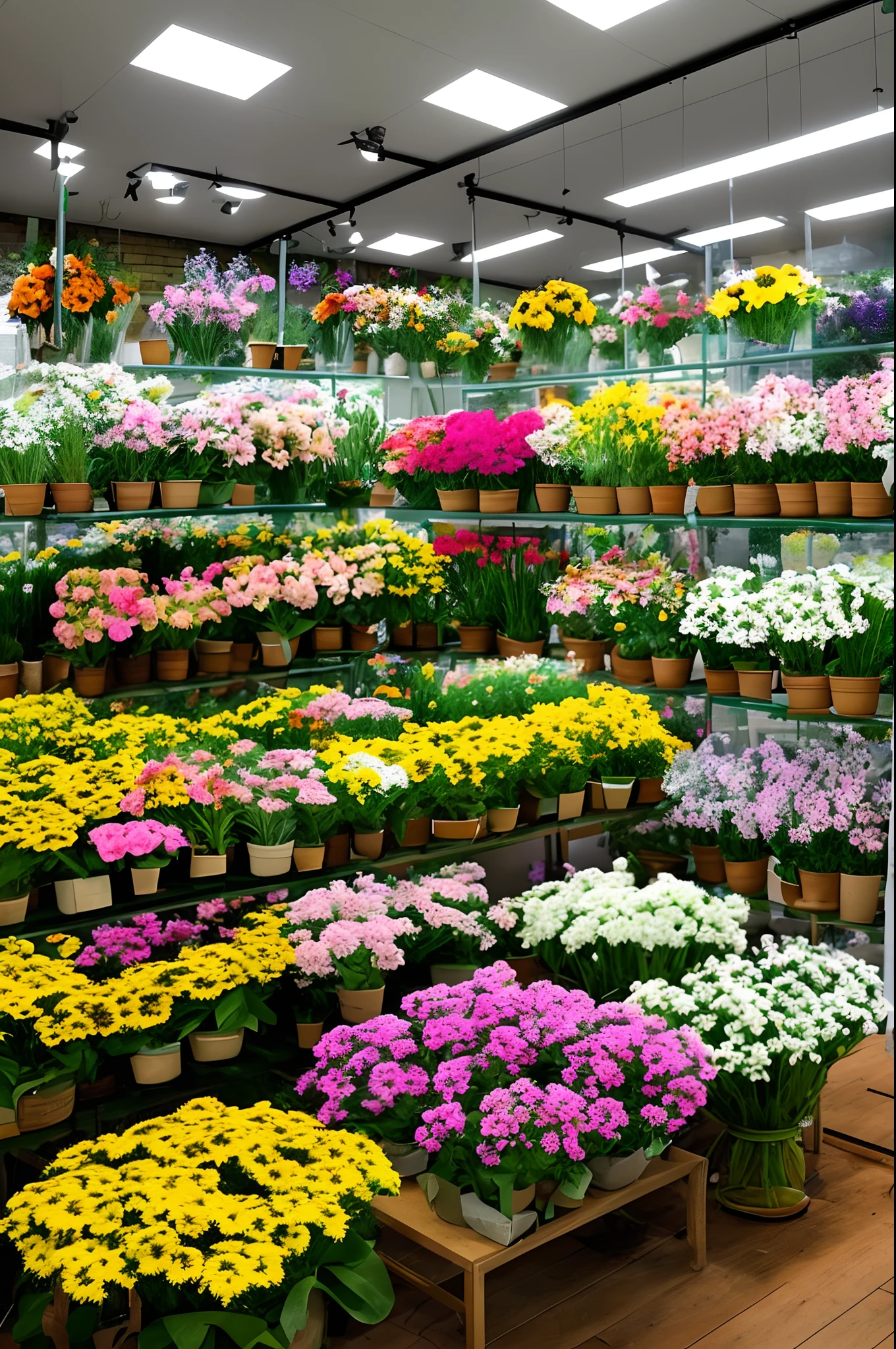 There are many flowers in the flower shop