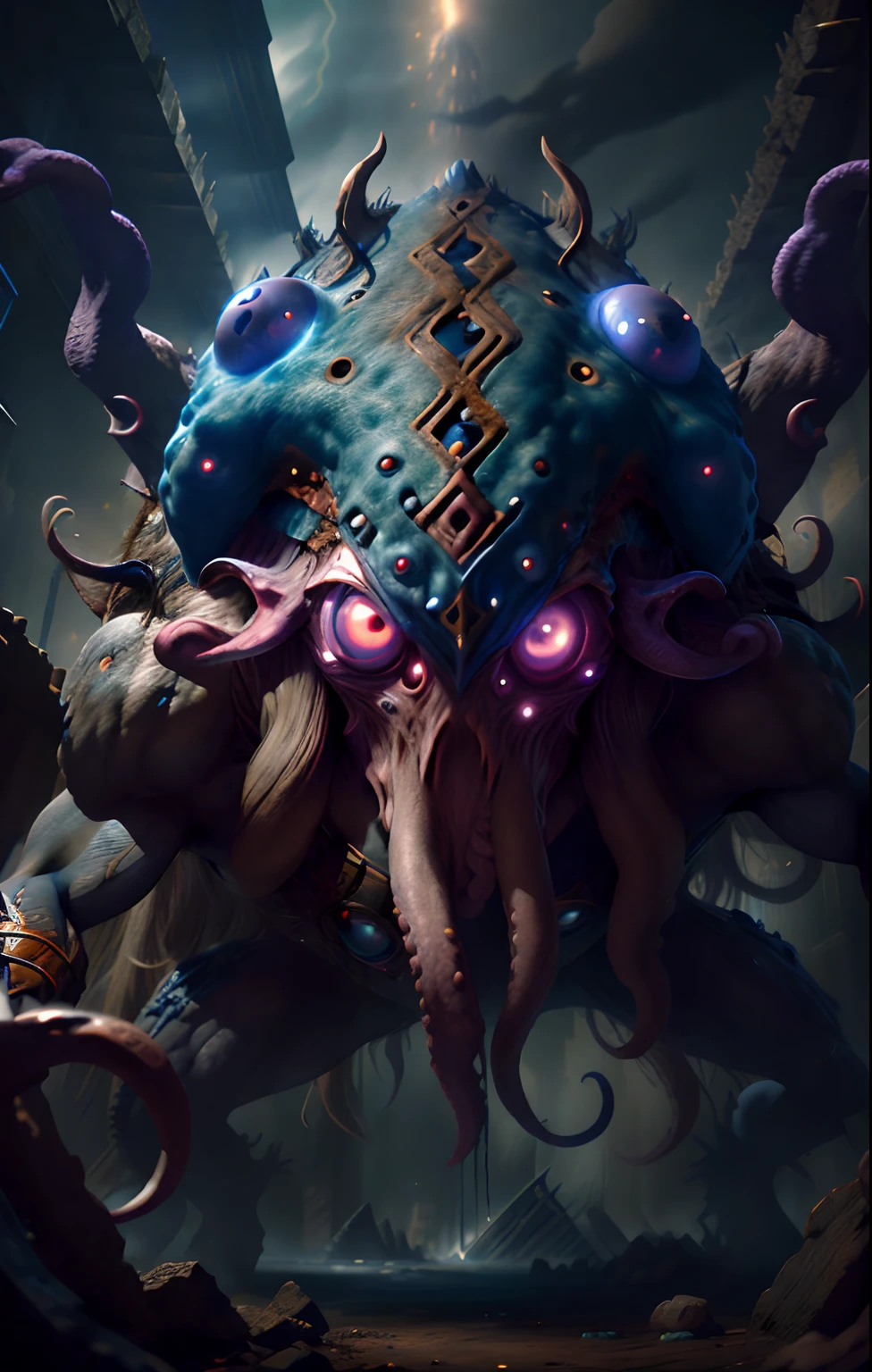 (U61yCre4ture:1.2) octopus with eight eyes, wearing (Thor outfit:1.2)