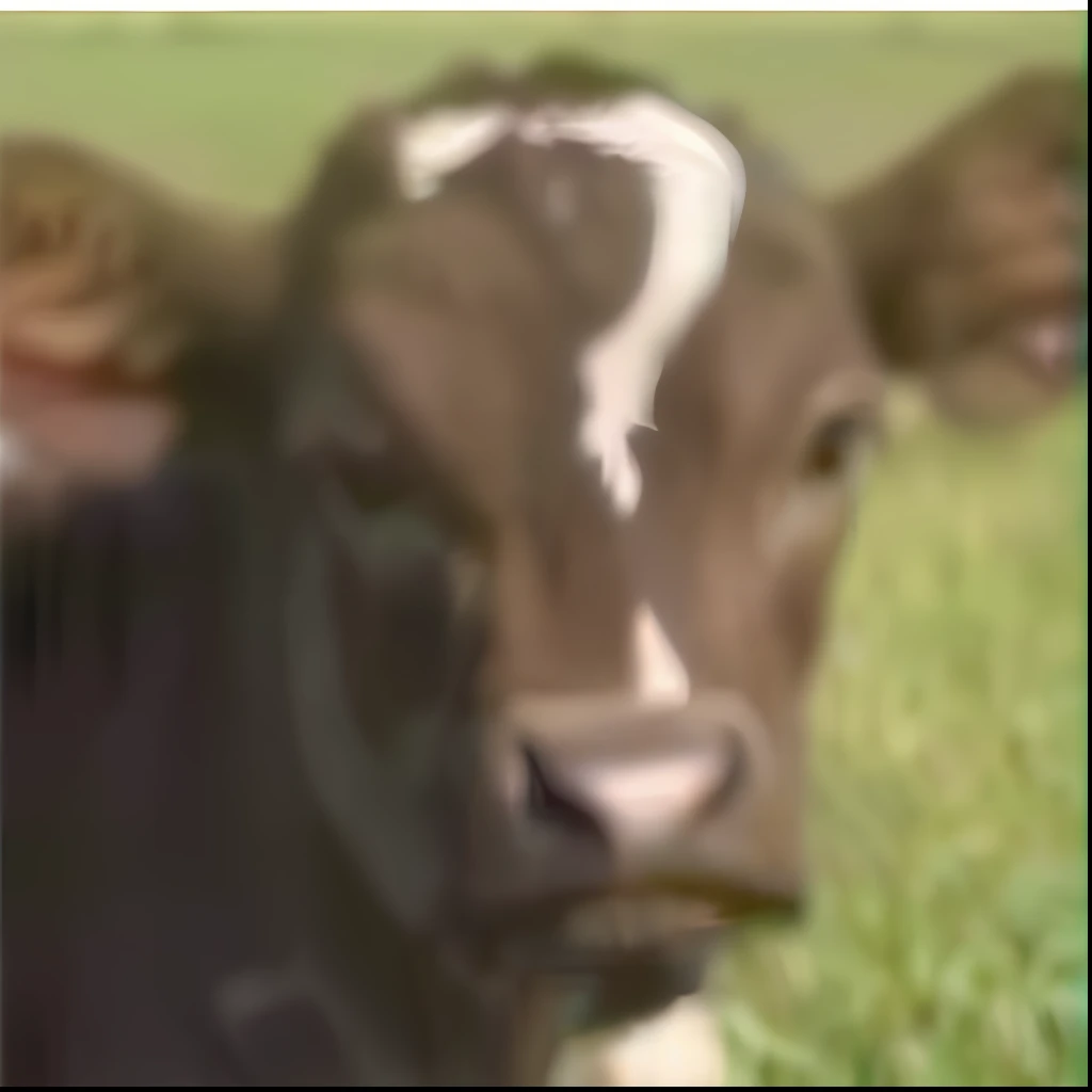 Aalfel with a question mark on his forehead is in the field, cow, taur, calf, The second...Like a calf, cat merged elephant head cow, very grainy, white neck visible, XQ cows, an ai generated image, random cows, image dataset, photo of head, No cropping, looking to the right, Profile picture, resin