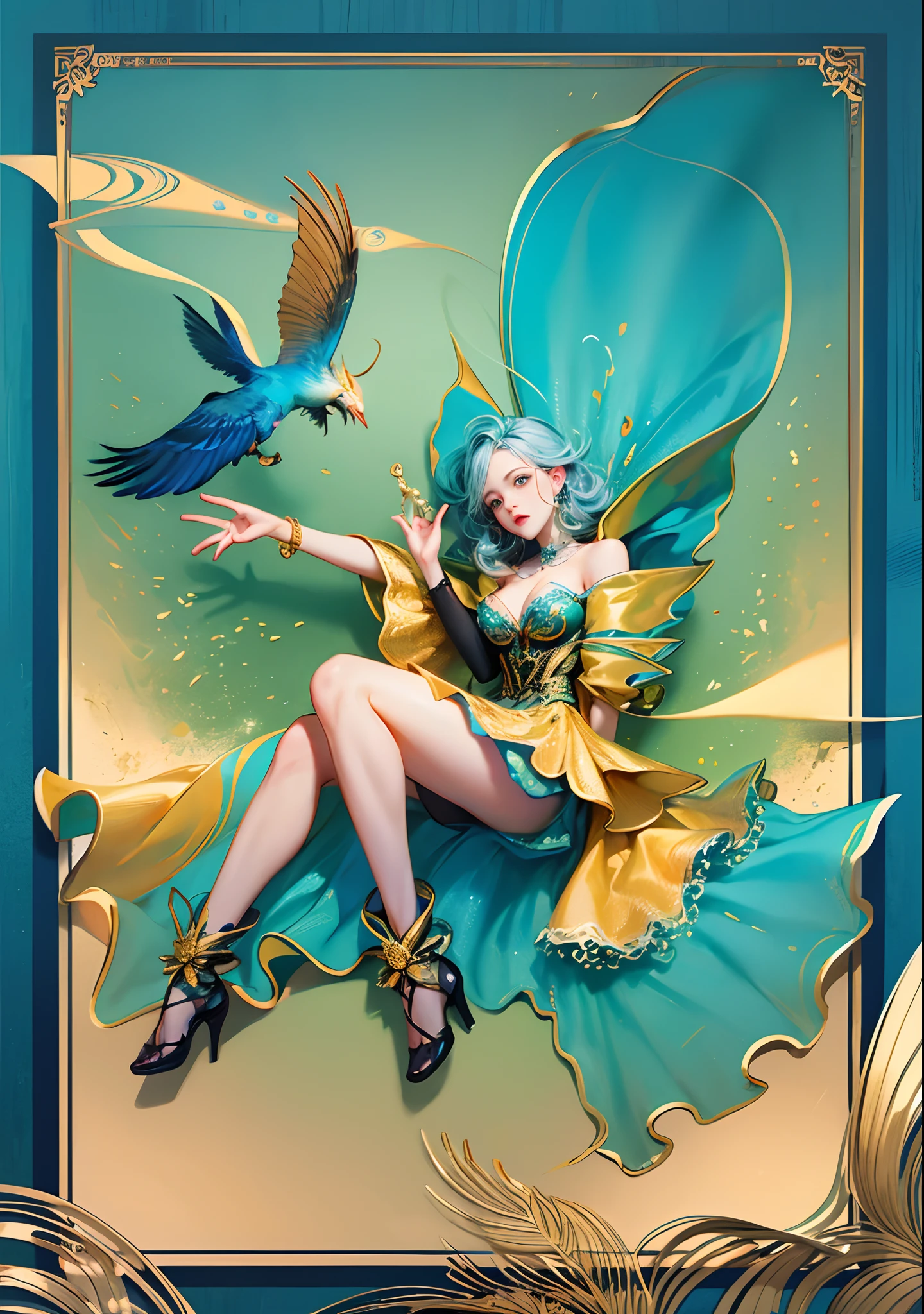 (tmasterpiece,top Quority,best qualtiy,offcial art,Beautiful and aesthetic:1.2),(1girll),Extremely detailed,Colorful,highestdetailed,offcial art,统一 8k 壁纸,ultra - detailed,Beautiful and aesthetic,big breasts beautiful,tmasterpiece,best qualtiy,gold foil,Gold leaf art,glitter drawing,PerfectNwsjMajic