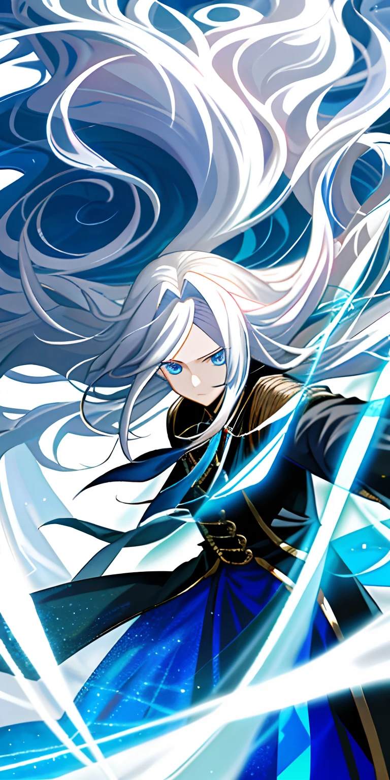 （tmasterpiece，best qualtiy），1 long white-haired, blue-eyed pseudonym