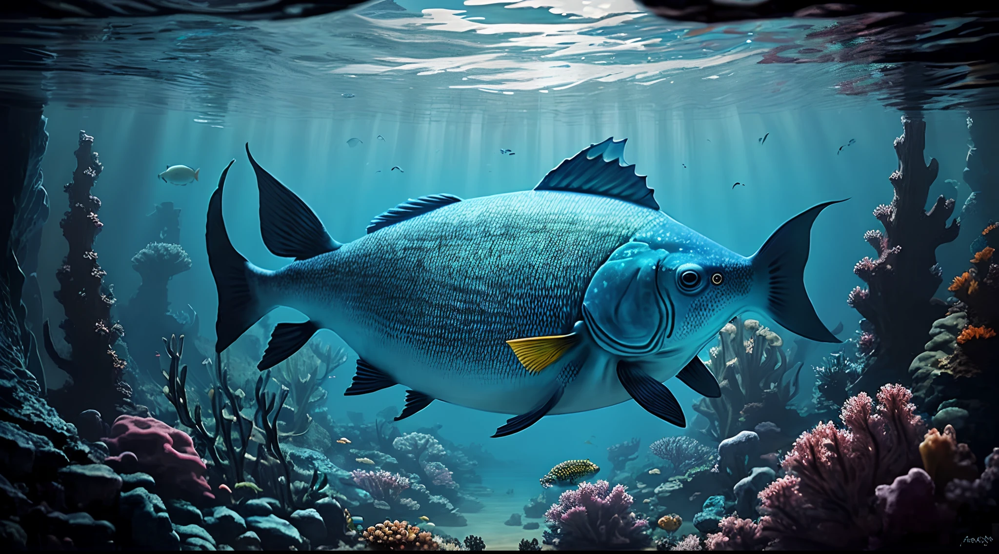 Huge fish,Multiple tentacles