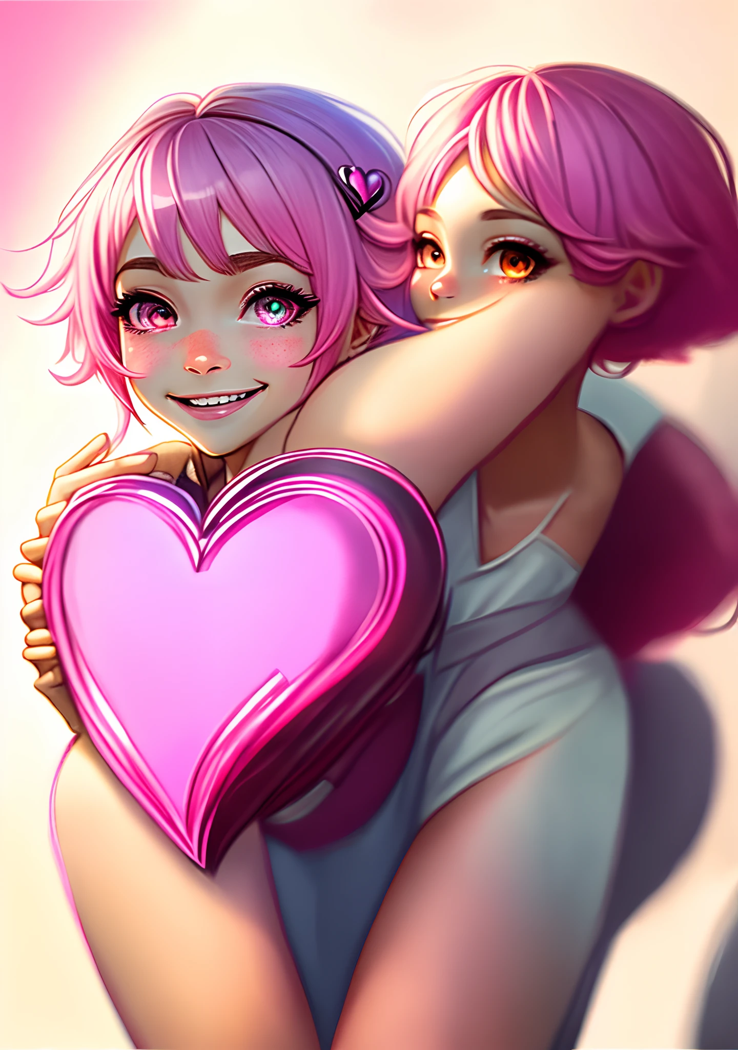 (masterpiece, high quality, highres,Highest picture quality), (Master's work),(pink theme :1.3),indoors,simple background,blurry background,warm light,heart, [(white background:1.2)::5],(from above:1.05),full body, 
(1loi:1.1),mesugaki,solo,collarbone, necklace,ornament,(blush:0.6), (heart ahoge:0.9),teasing, (makeup:0.5), small breasts, (head tilt:0.75),twintails,
bare shoulders, shiny skin, shiny hair,long hair, smile, fangs,light smile, upskirt, naughty face,(heart-shaped pupils,bright pupils:1.1),