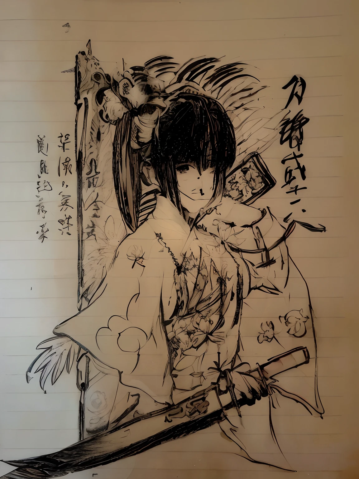 A painting of a young man holding a sword and a flower, inspired by Kawabata Ryūshi, inspired by Matsumura Goshun, inspired by Itō Ogura Yonesuke, inspired by Uragami Gyokudō, inspirado em Okumura Masanobu, inspired by Kanō Hōgai
