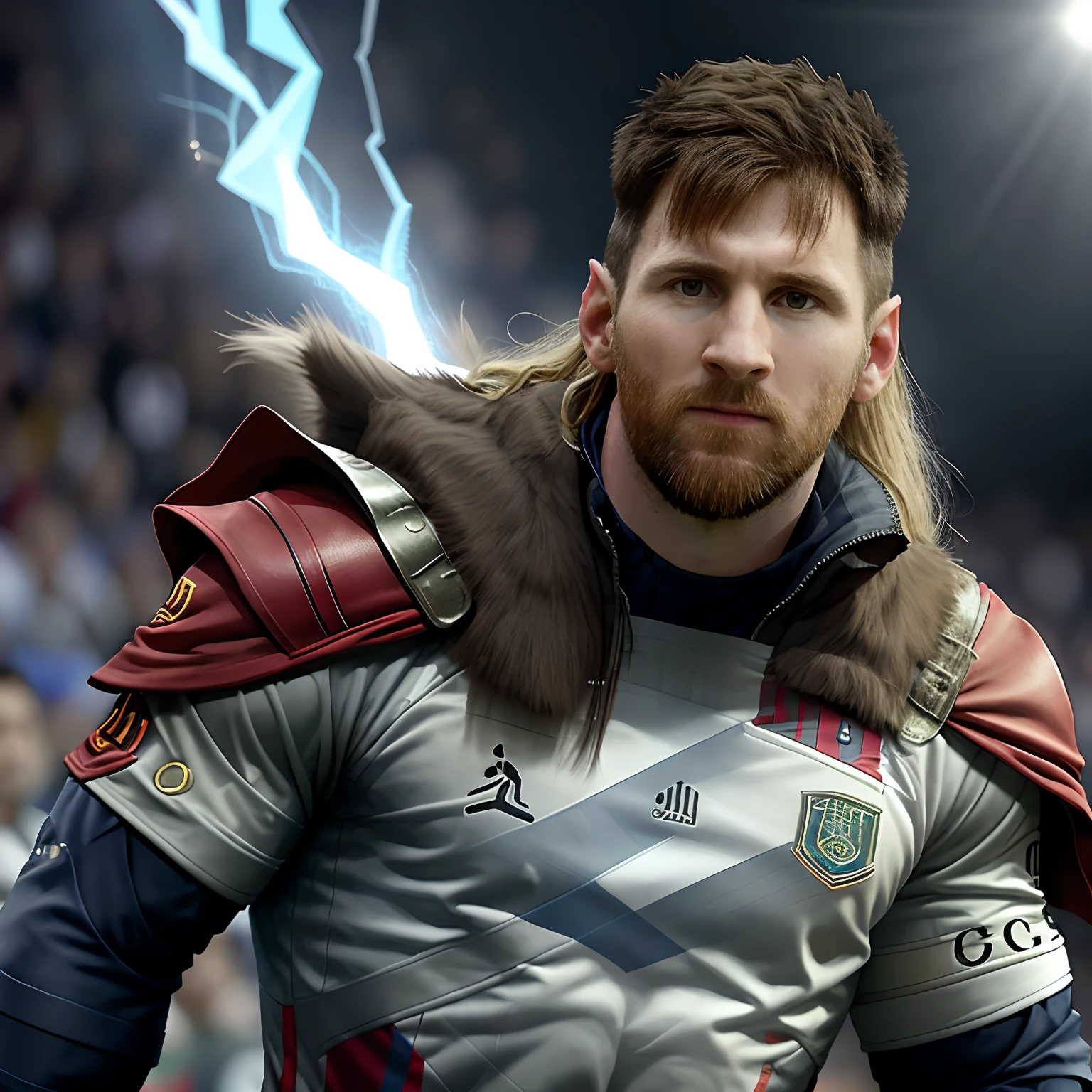 "Messi wearing a Thor costume")