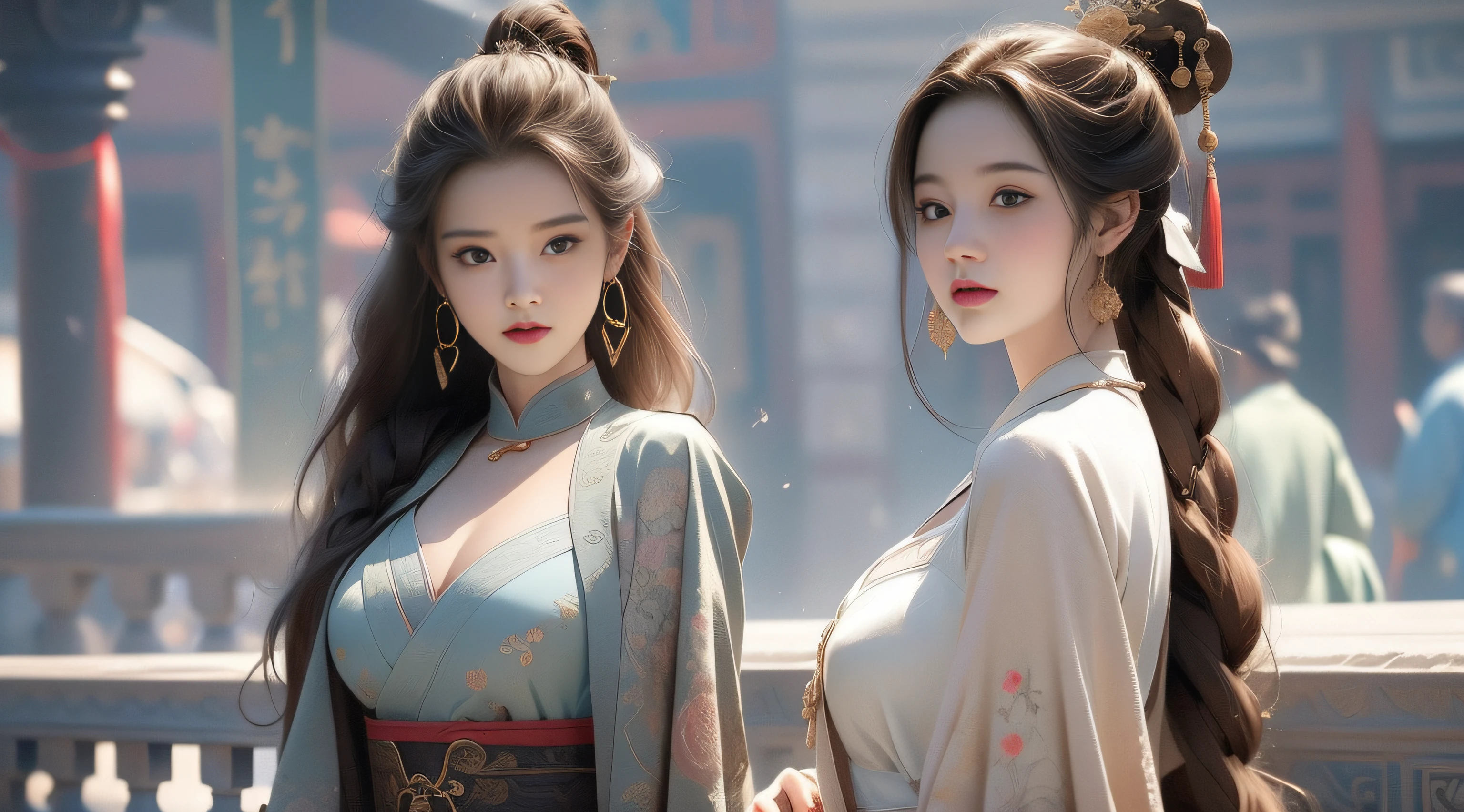 finedetail,Best quality(Masterpiece:1.4),(Best quality:1.4)(master piece:1.2,high high quality),(Pisif:1.4),Song Dynasty gong strokes,huge tit,Open your clothes,exposing her chest