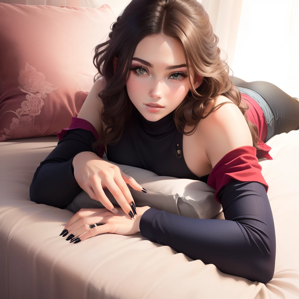 The nail bed is large and the long nails are beautiful in a realistic style