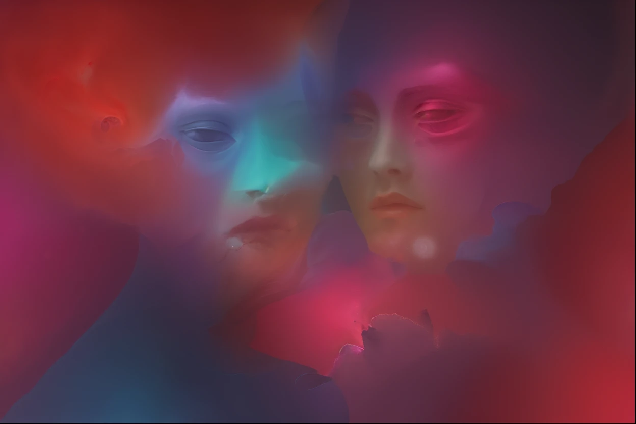 Two sisters shapes formed by a colorfull nebulosa