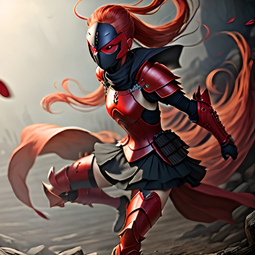 Dian Wei Red chestnut head Red eyes Black mask Full body armor